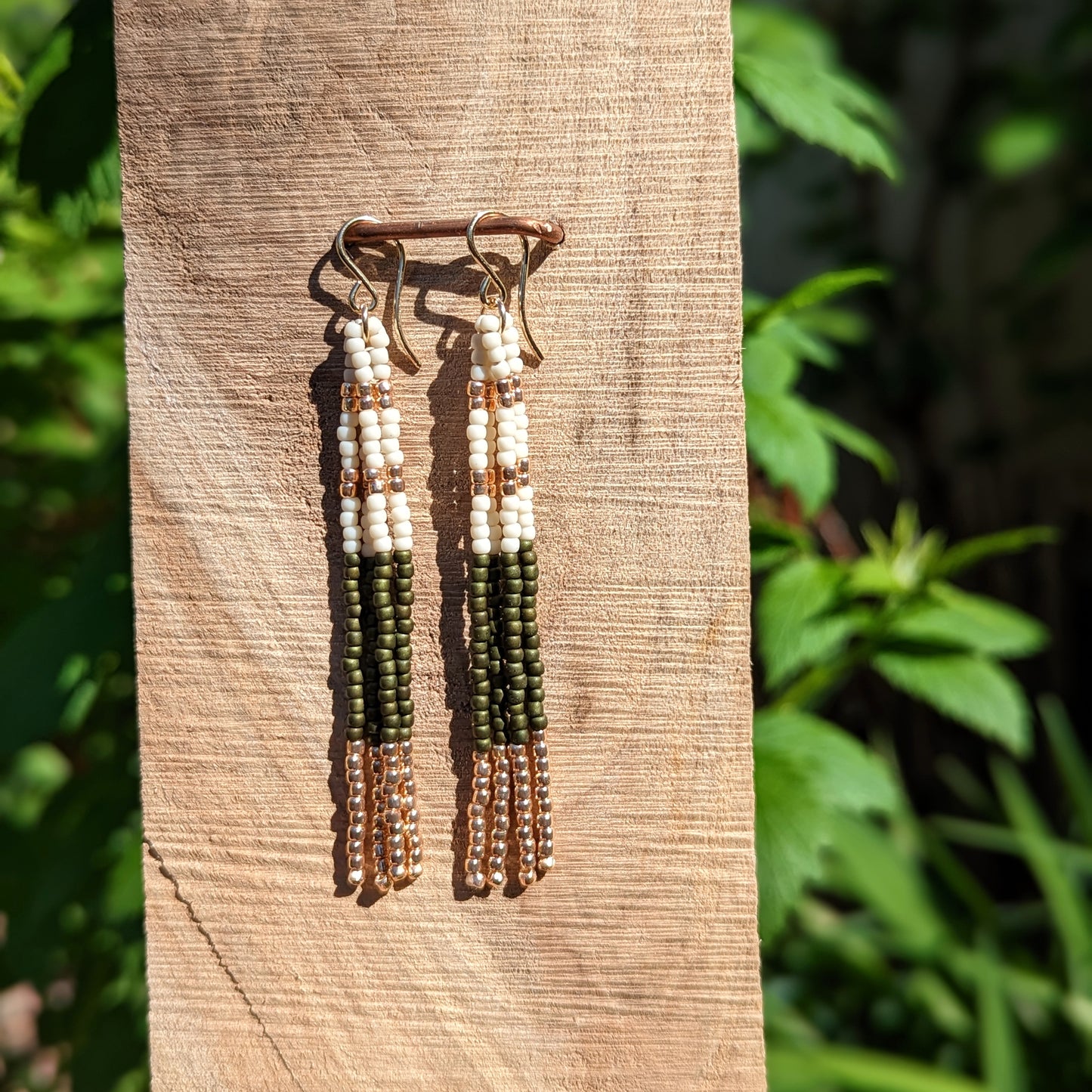 Rose Gold Beaded Fringe Earrings