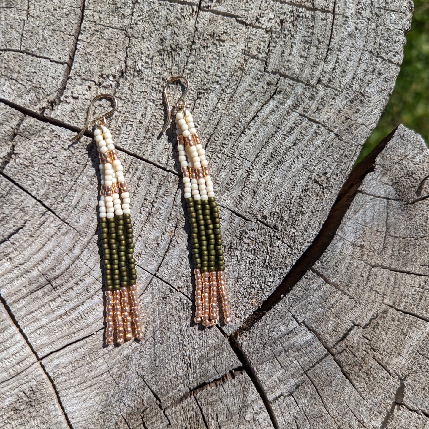 Rose Gold Beaded Fringe Earrings