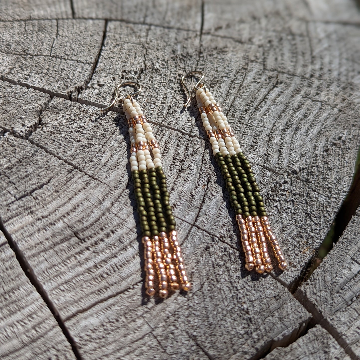 Rose Gold Beaded Fringe Earrings