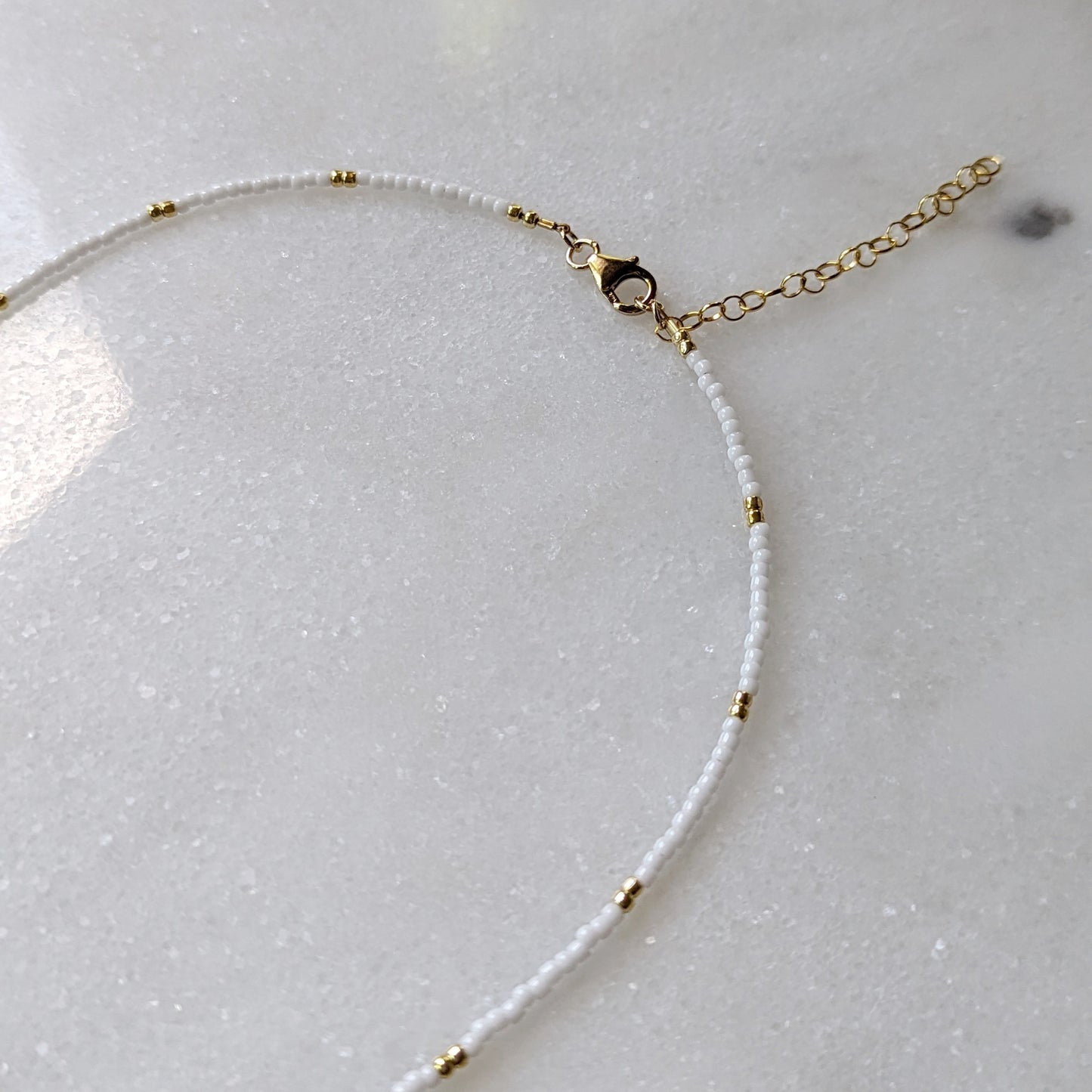 Green Aventurine White Beaded Accent Choker Necklace