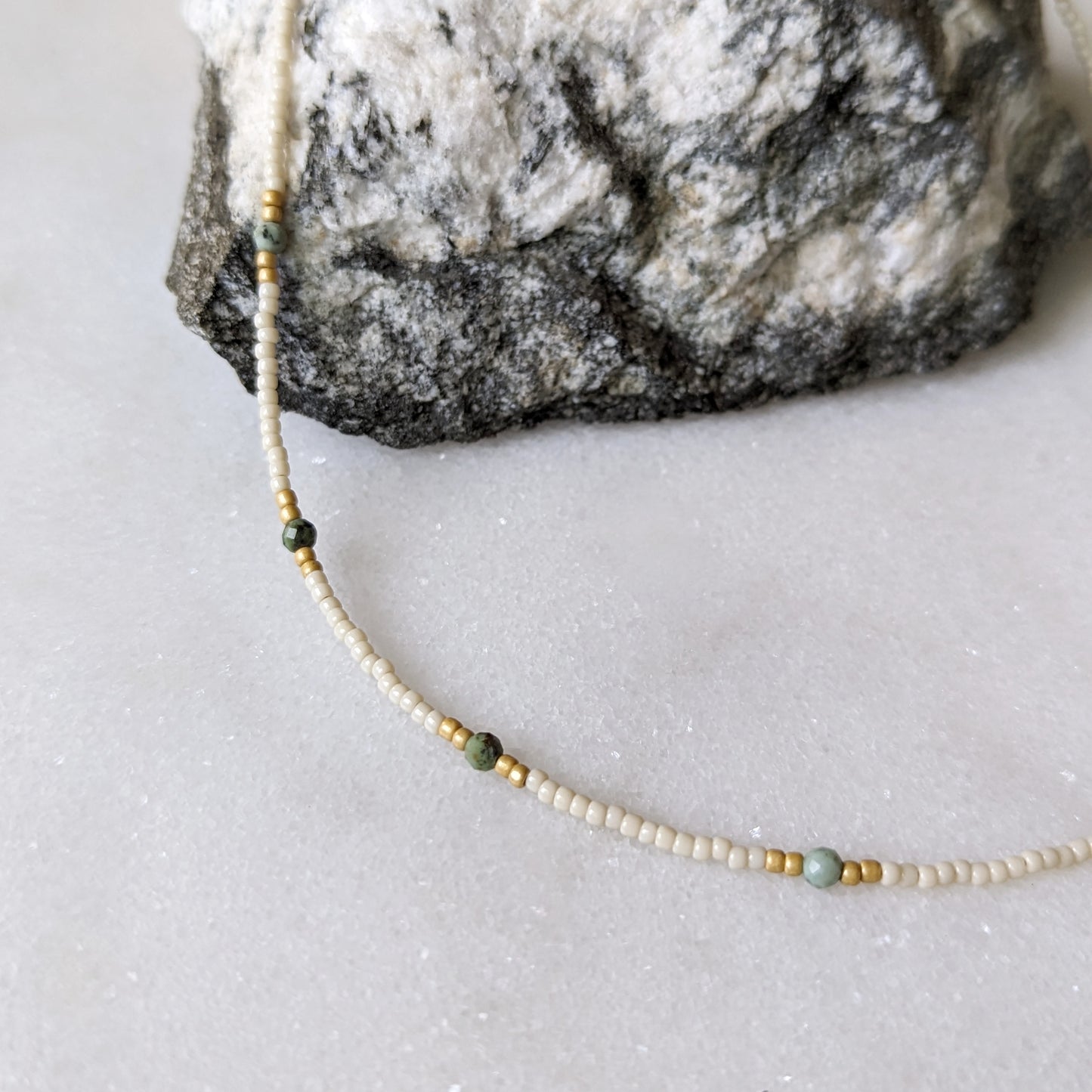 African Turquoise Beaded Choker Necklace