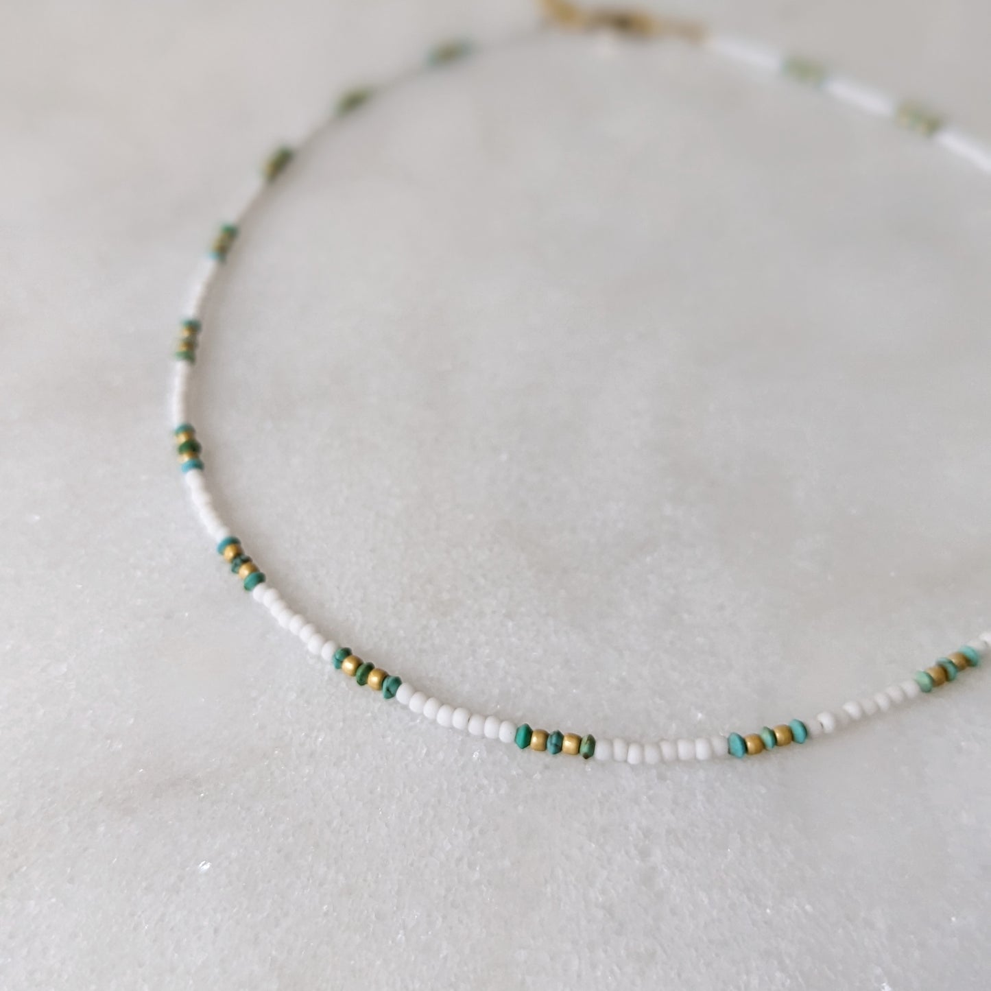 Tiny Turquoise Beaded Bohemian Choker Necklace