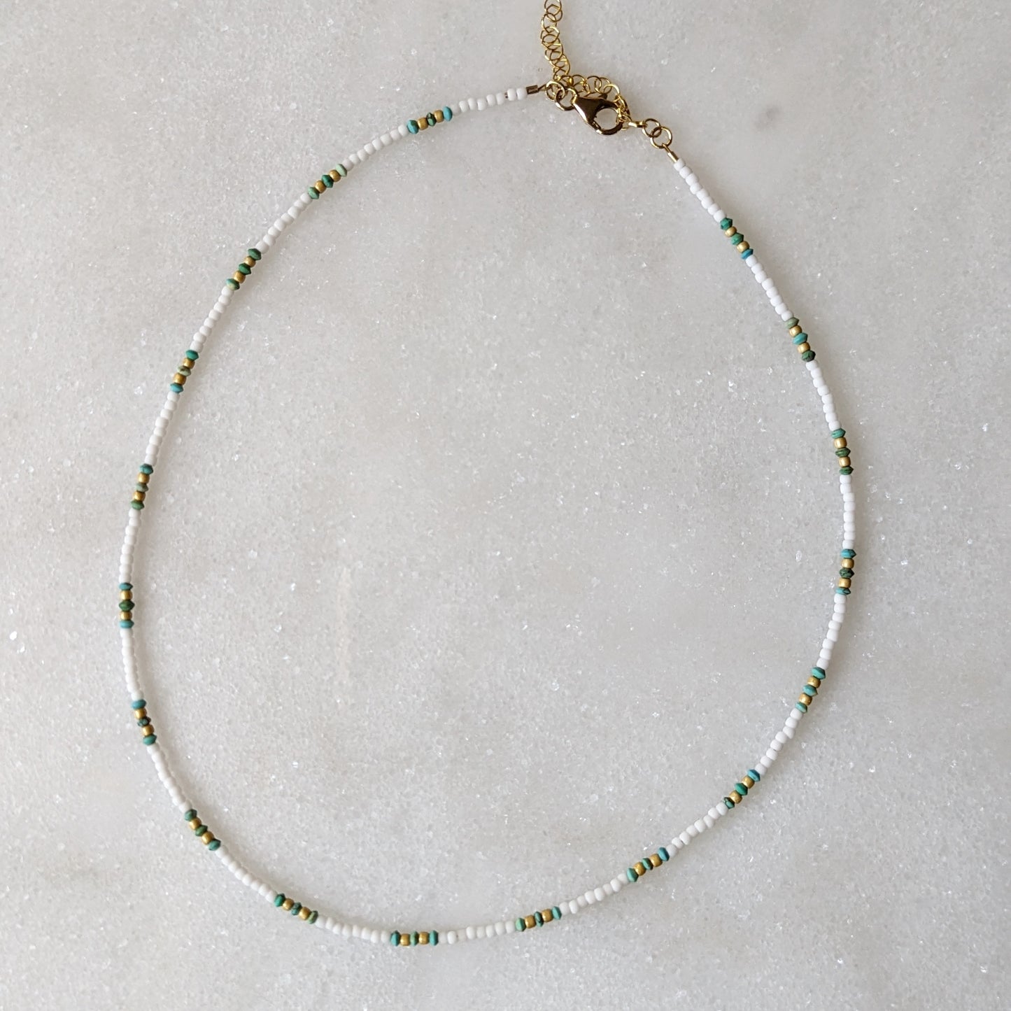 Tiny Turquoise Beaded Bohemian Choker Necklace