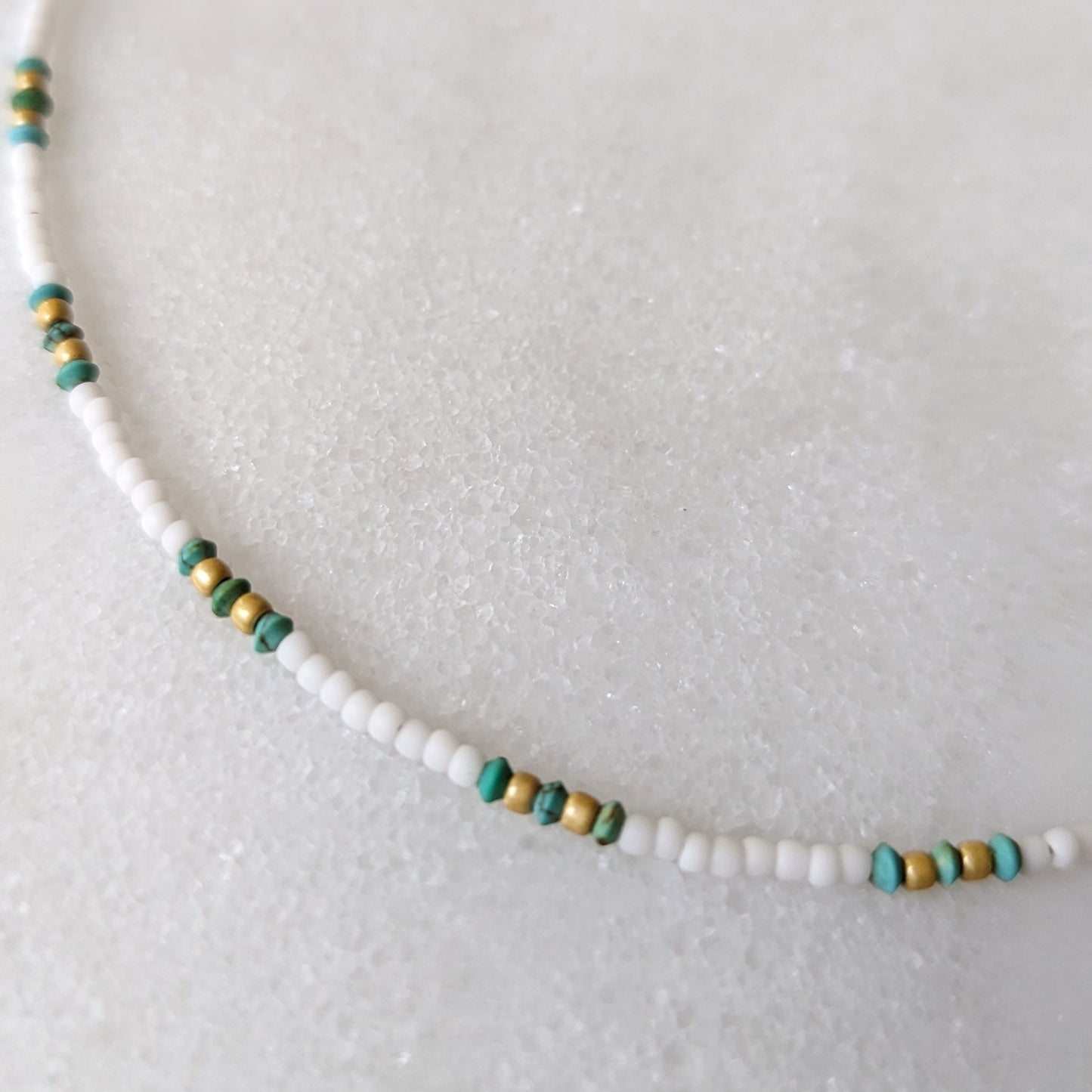 Tiny Turquoise Beaded Bohemian Choker Necklace