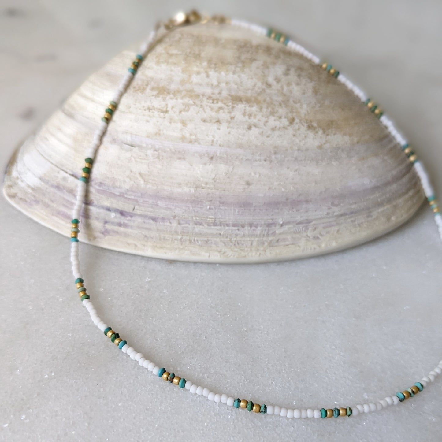 Tiny Turquoise Beaded Bohemian Choker Necklace