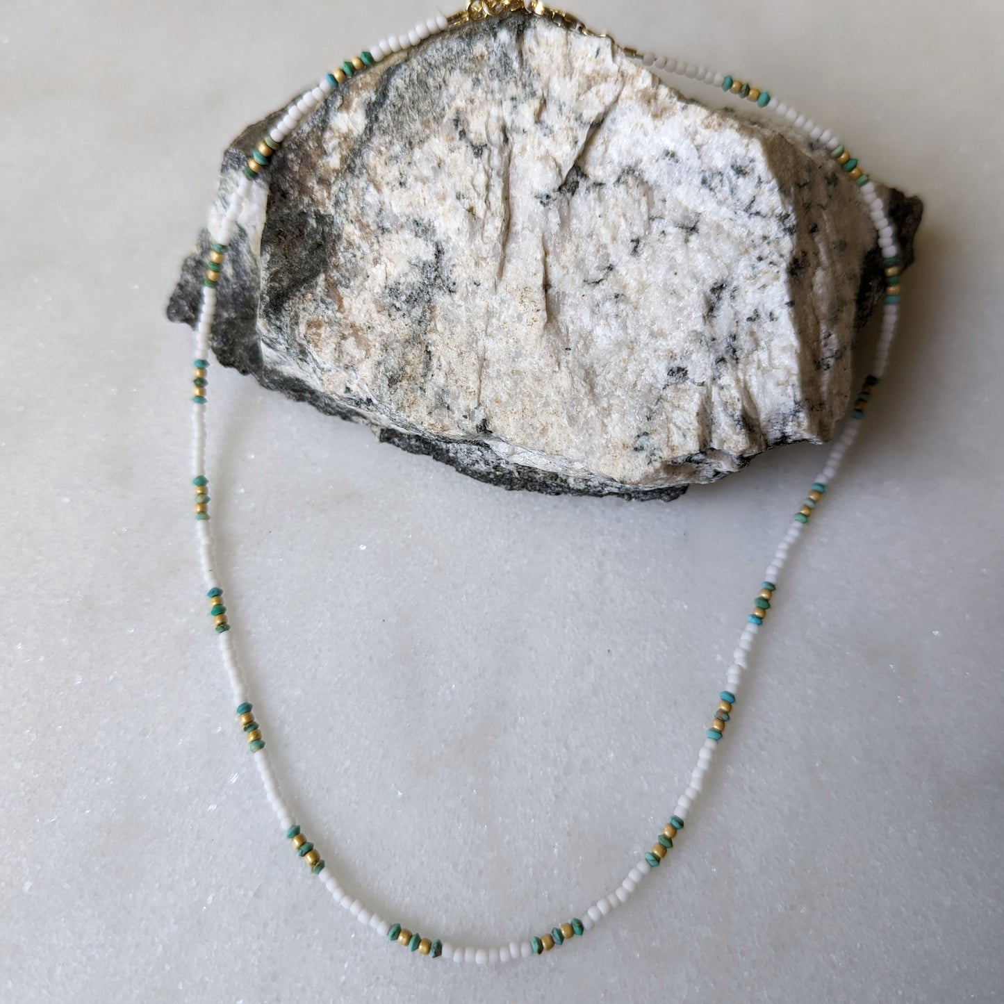 Tiny Turquoise Beaded Bohemian Choker Necklace