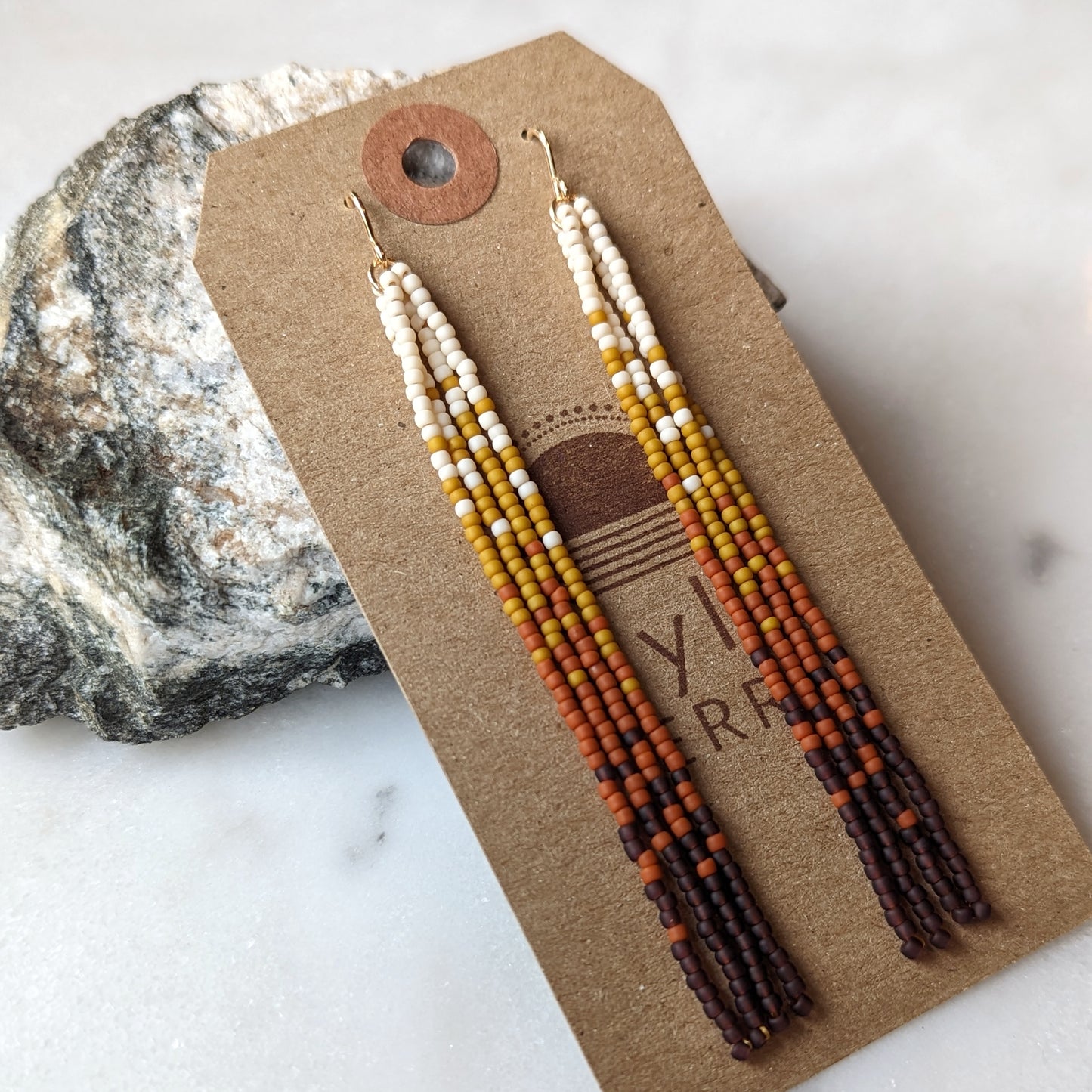 Changing Seasons Long Fringe Beaded Earrings