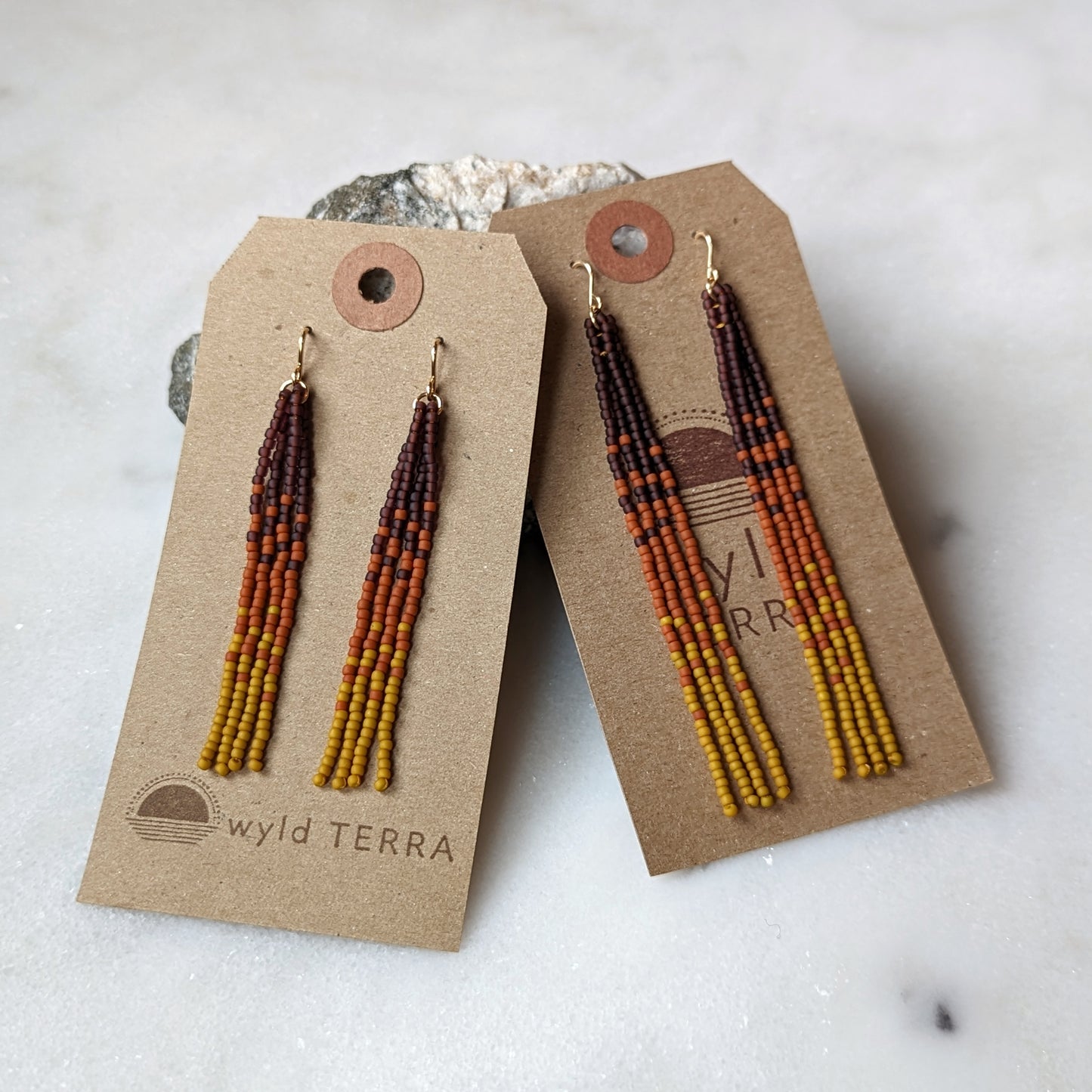 Autumn Pumpkin Spice Short Beaded Fringe Earrings