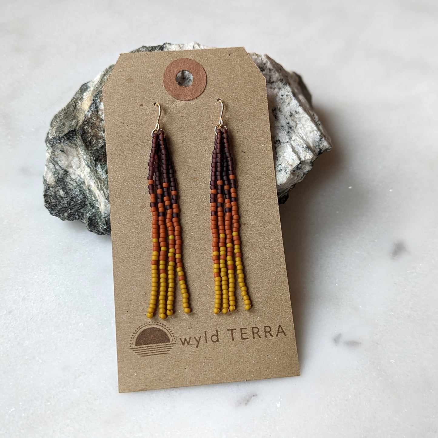 Autumn Pumpkin Spice Short Beaded Fringe Earrings