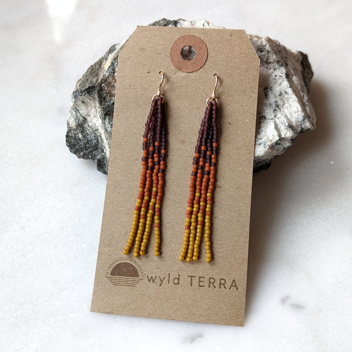 Autumn Pumpkin Spice Short Beaded Fringe Earrings