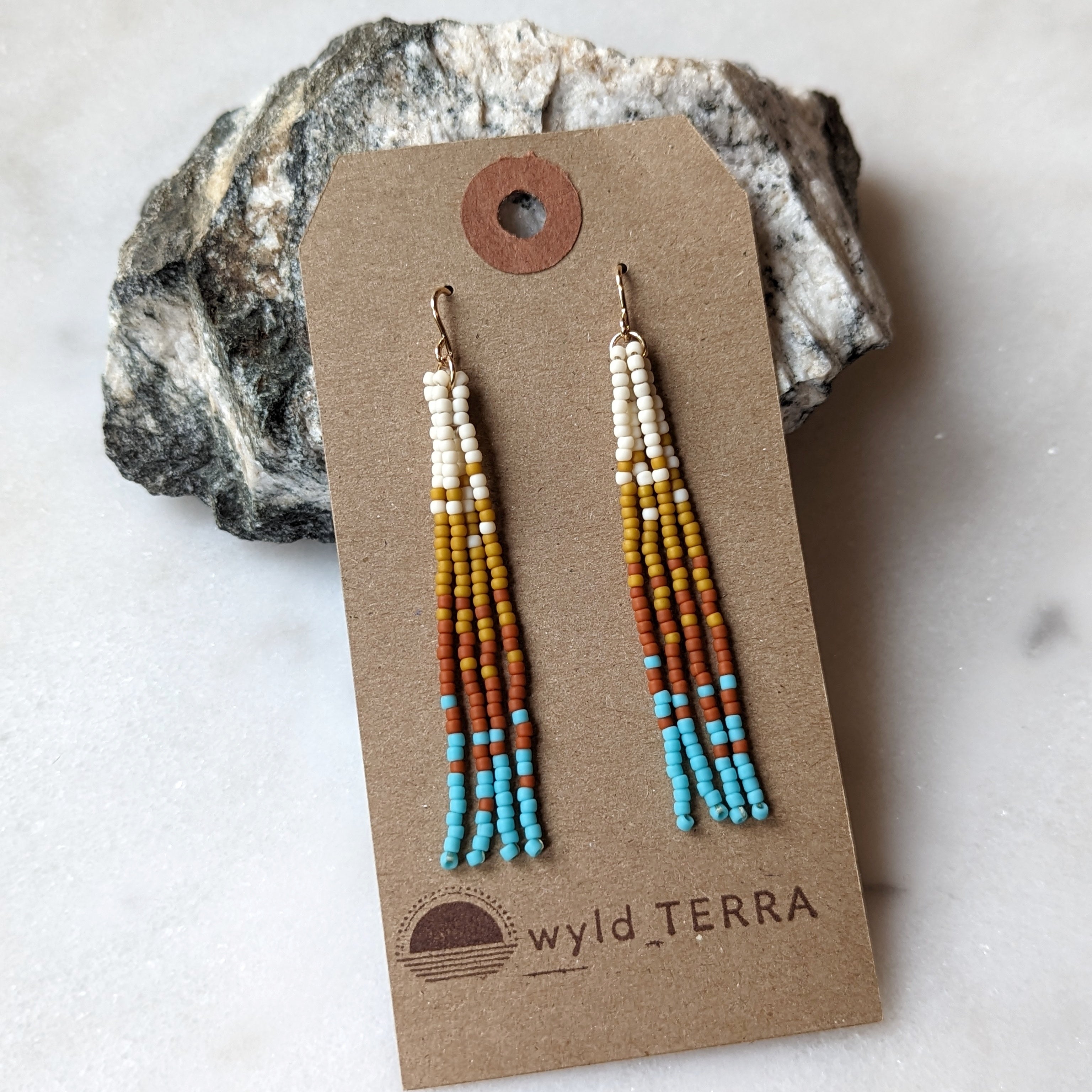 Seaside Sunset Short Beaded Fringe Earrings