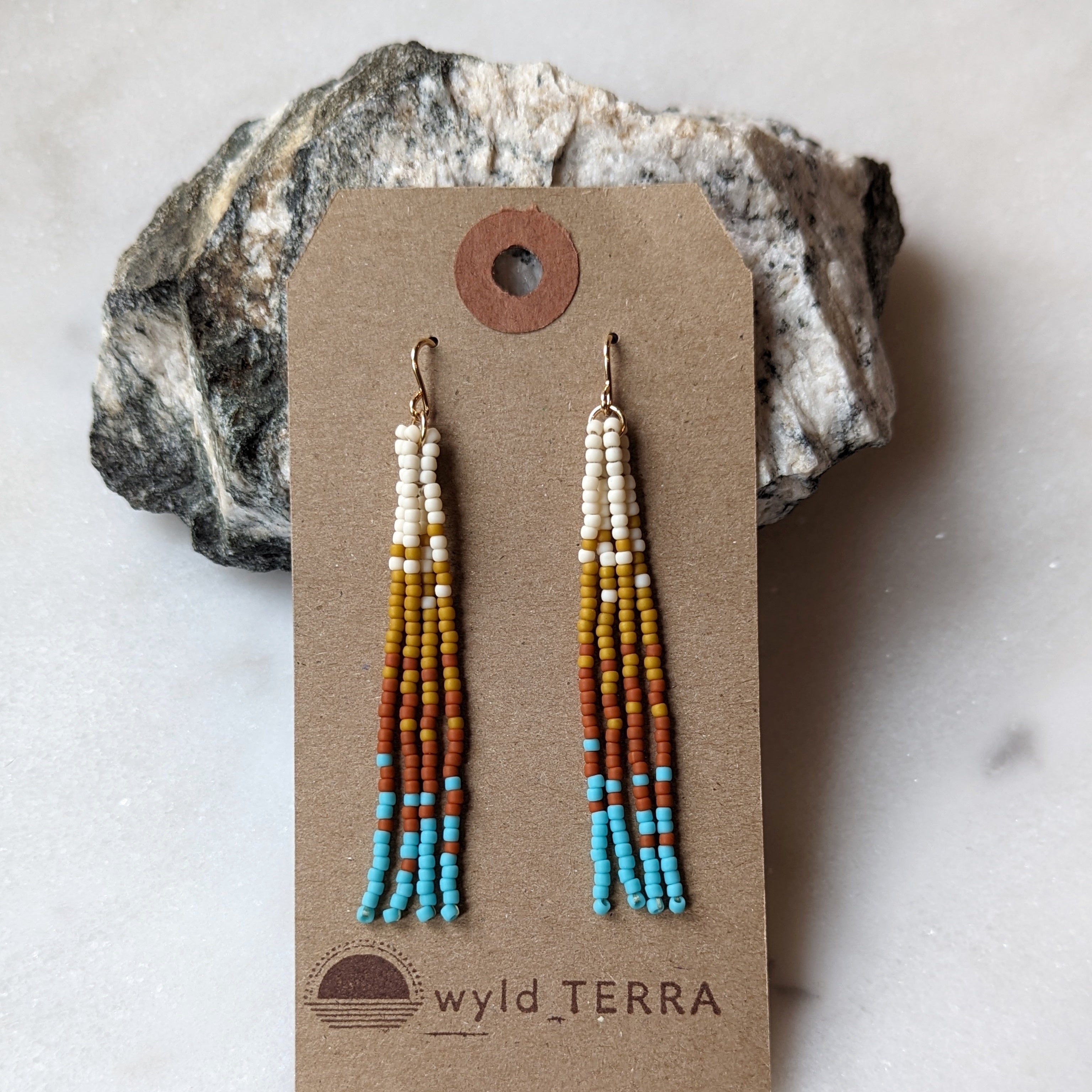 Seaside Sunset Short Beaded Fringe Earrings