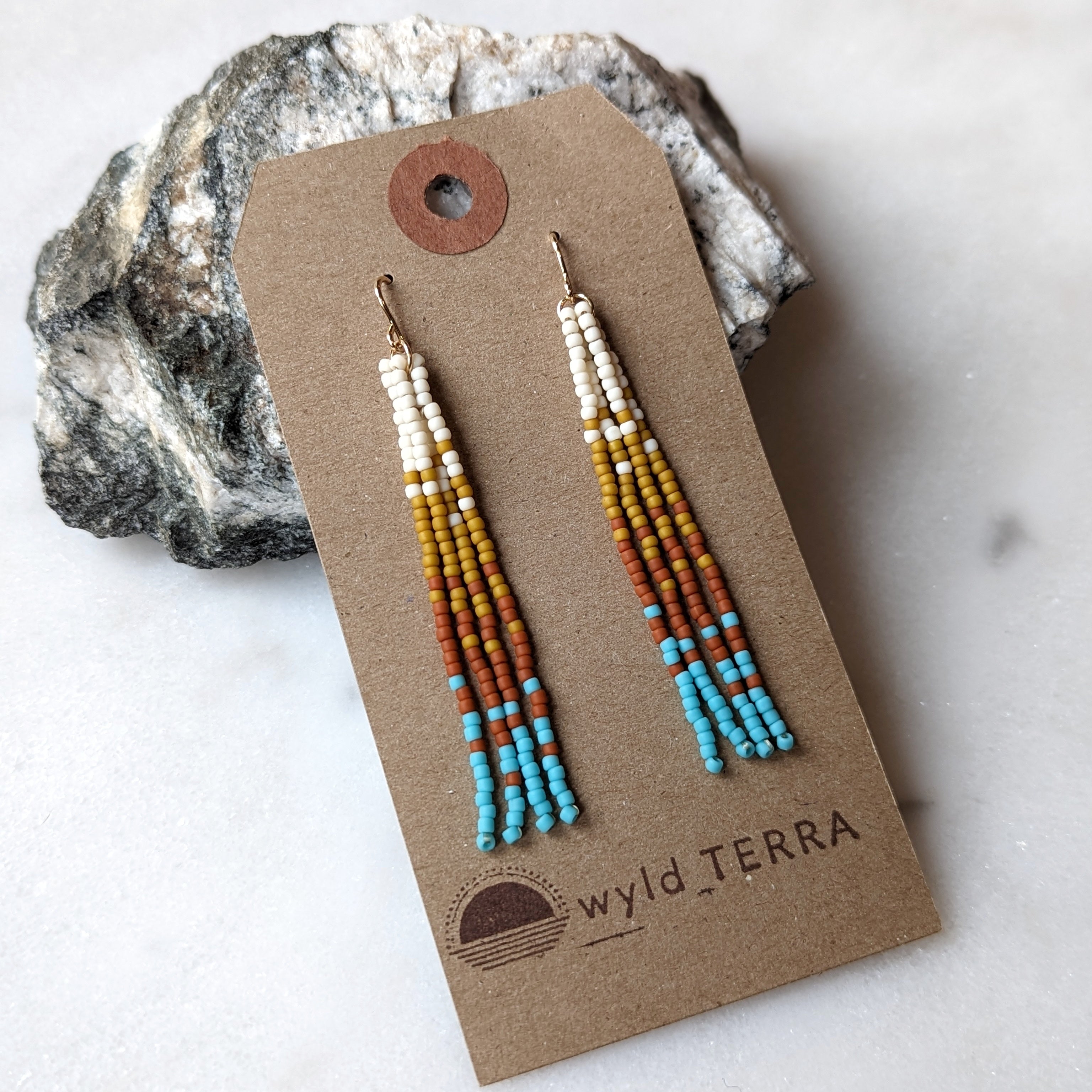 Seaside Sunset Short Beaded Fringe Earrings