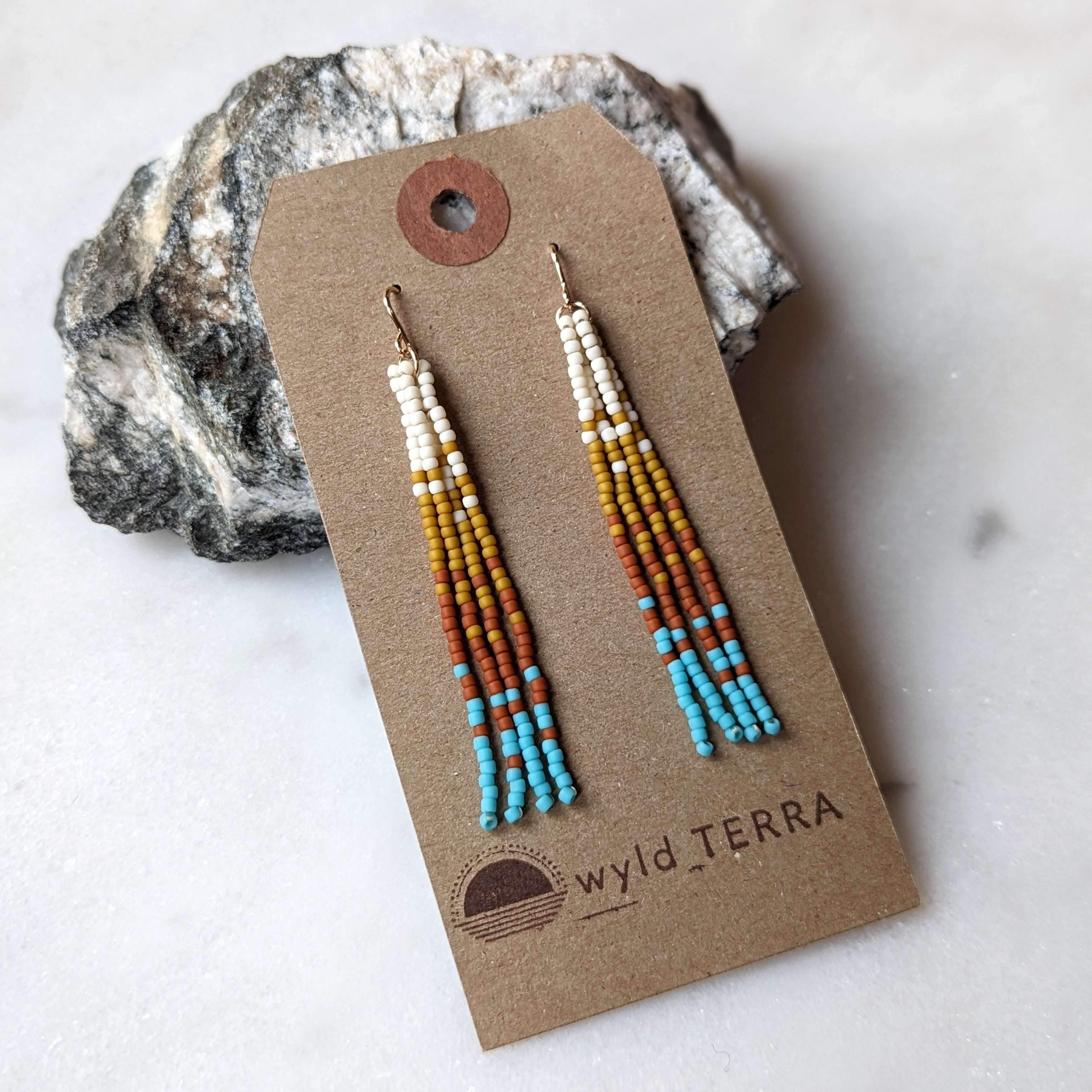 Seaside Sunset Short Beaded Fringe Earrings