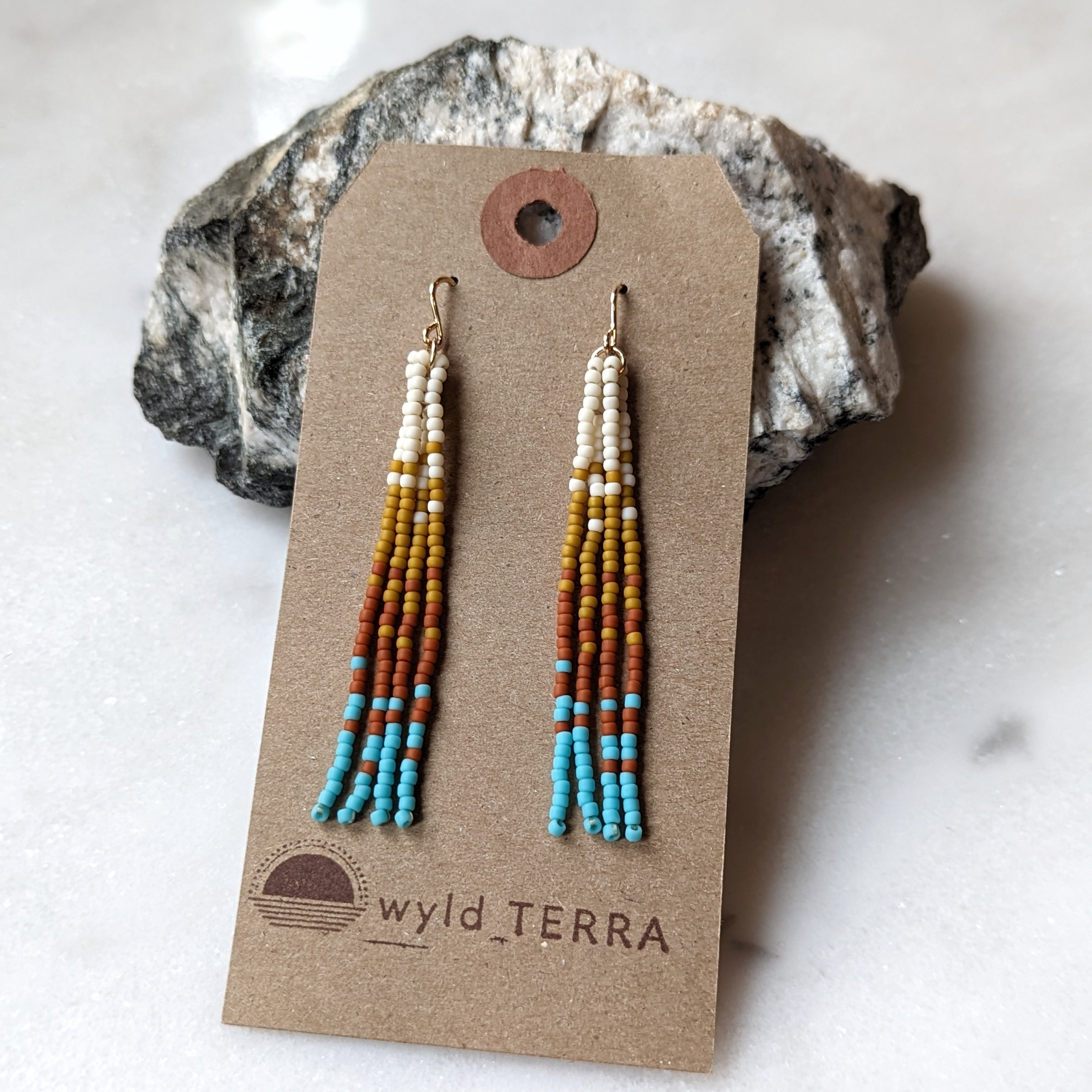 Seaside Sunset Short Beaded Fringe Earrings