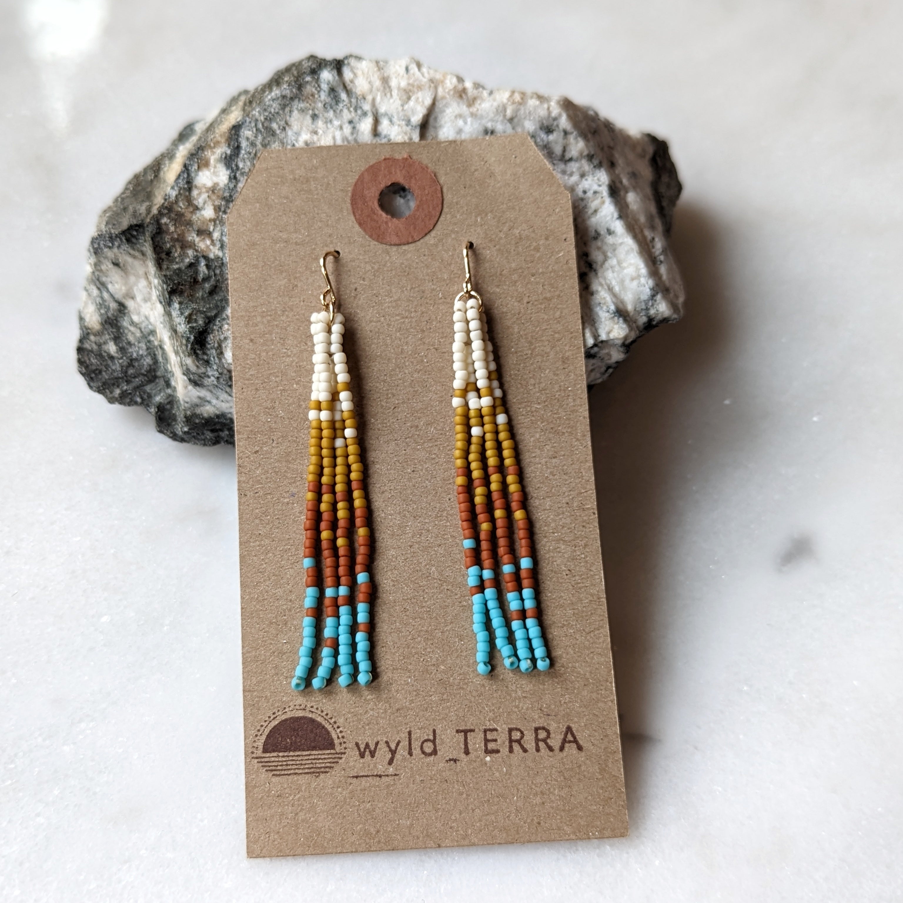 Seaside Sunset Short Beaded Fringe Earrings