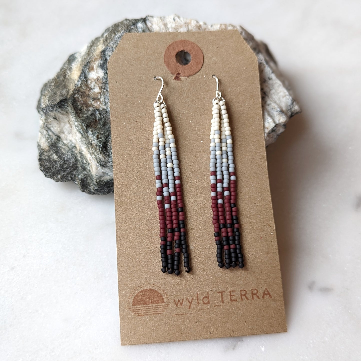 Icelandic Beach Short Beaded Fringe Earrings