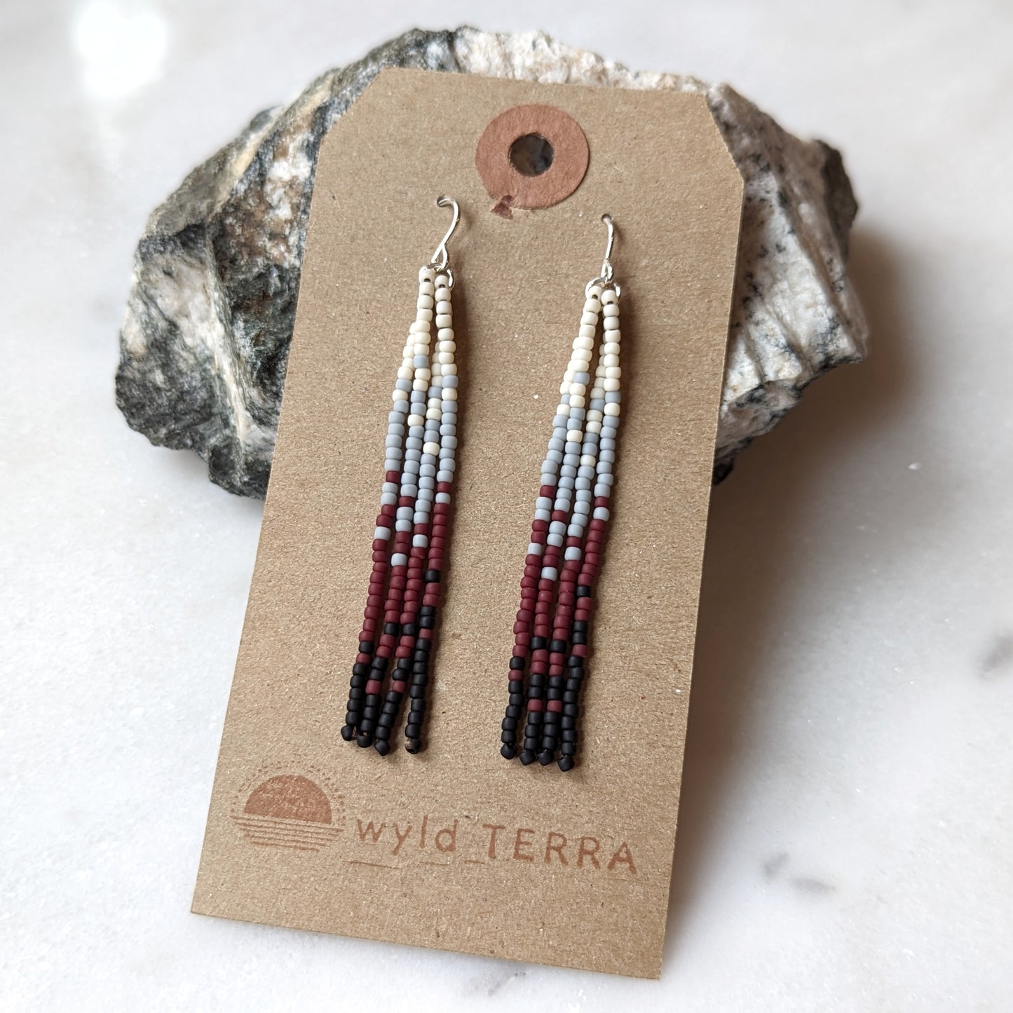 Icelandic Beach Short Beaded Fringe Earrings