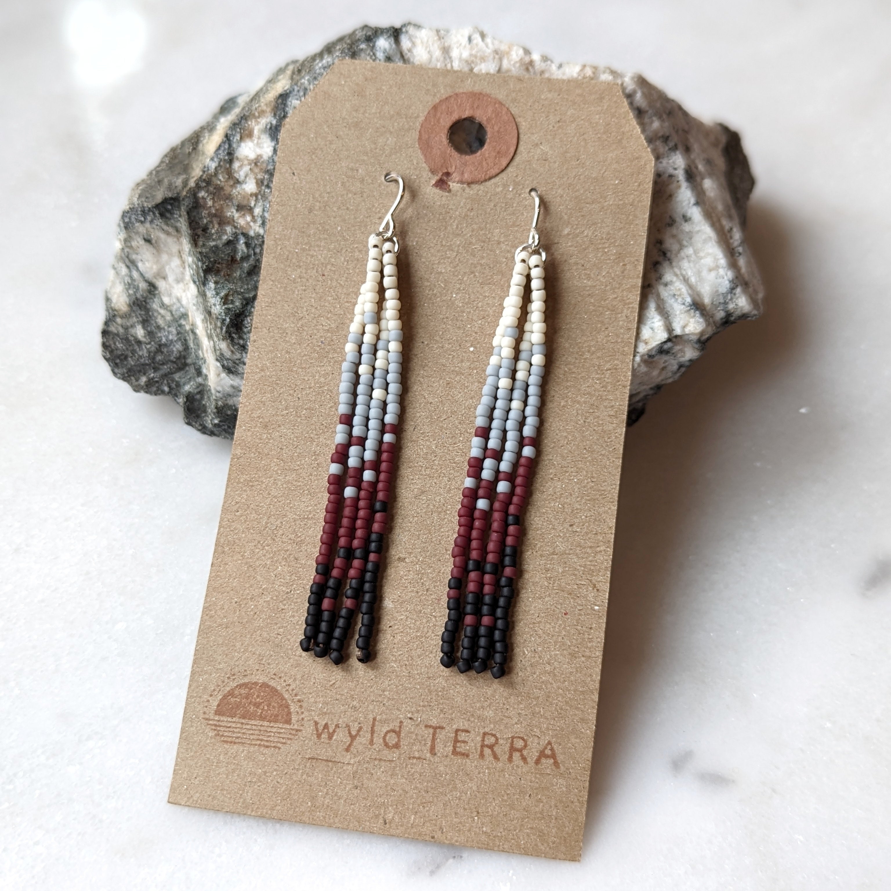 Icelandic Beach Short Beaded Fringe Earrings