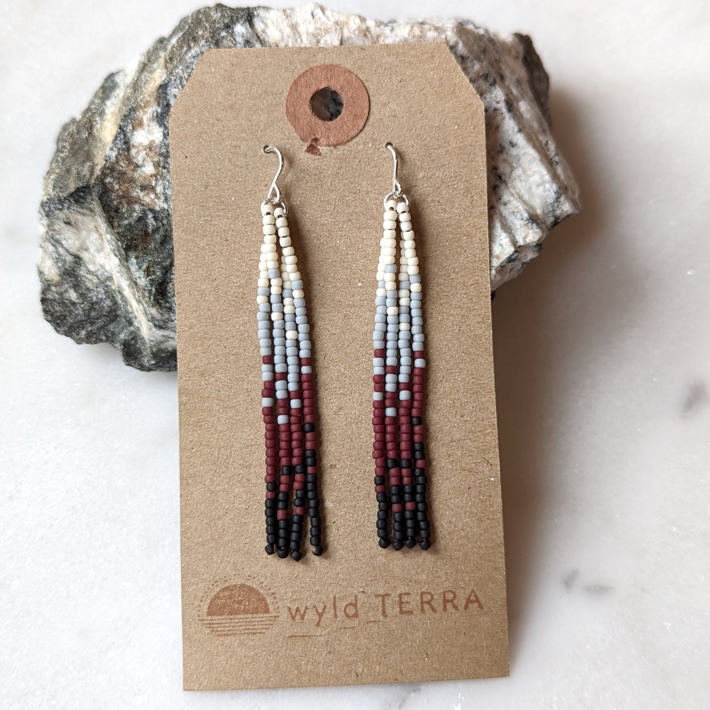 Icelandic Beach Short Beaded Fringe Earrings