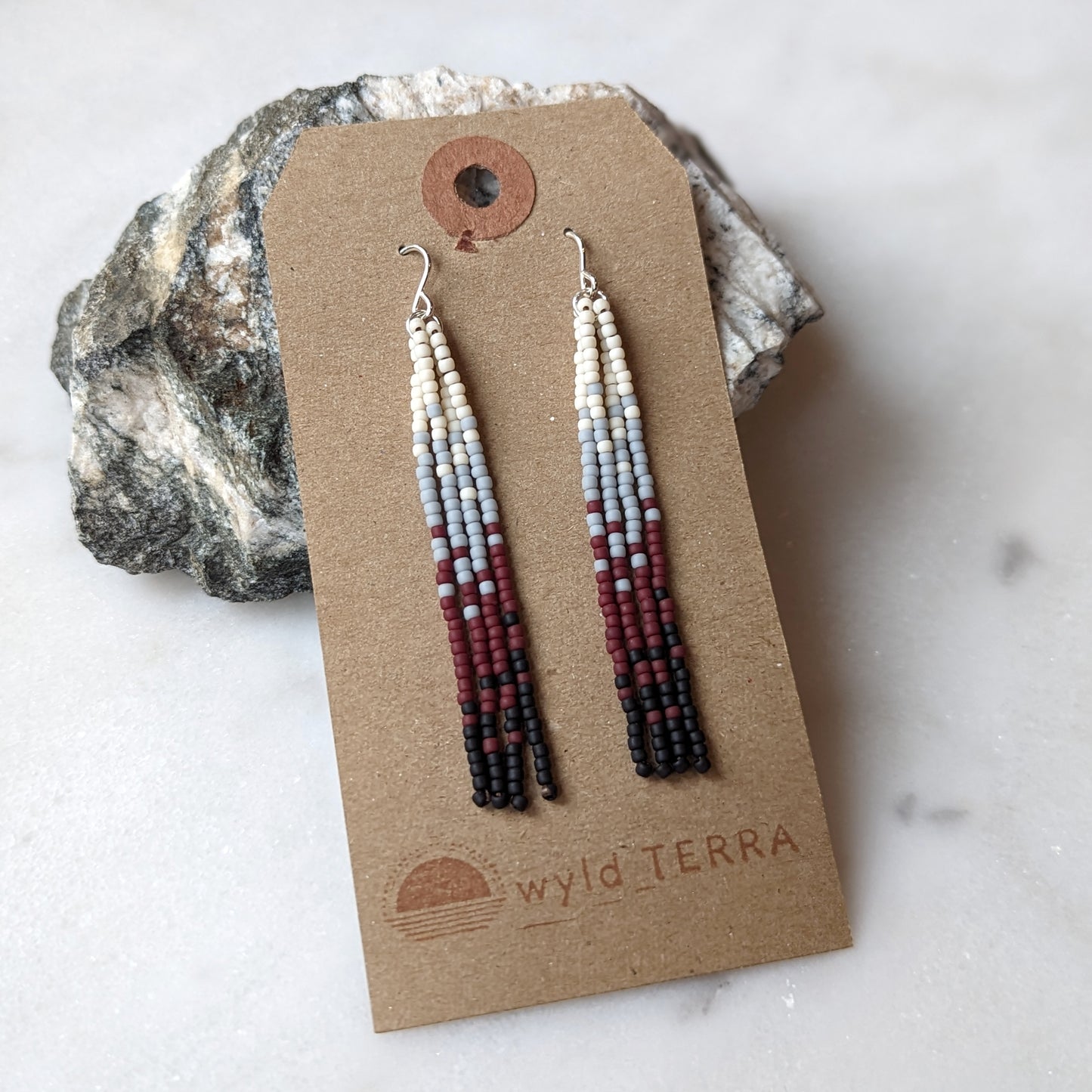 Icelandic Beach Short Beaded Fringe Earrings