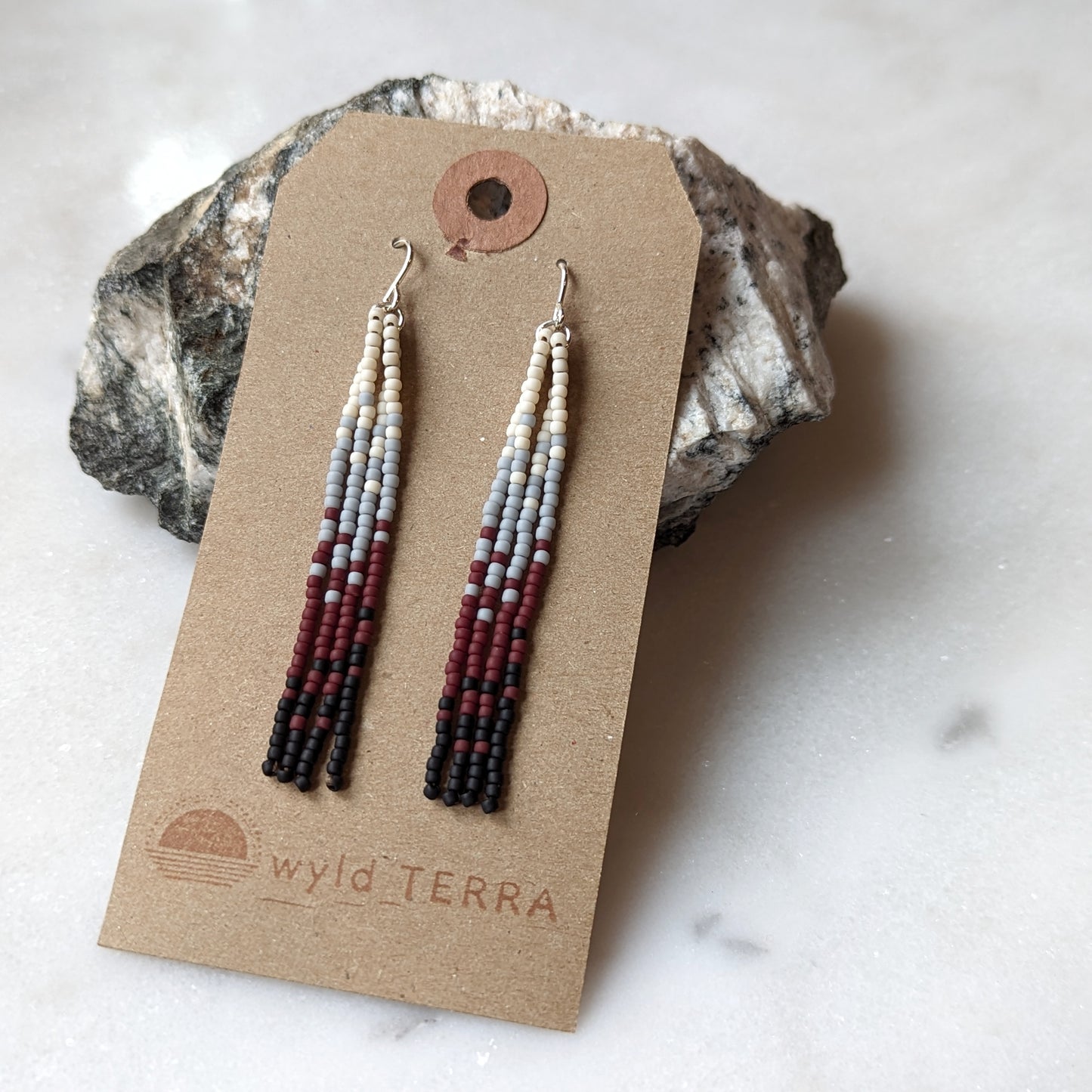 Icelandic Beach Short Beaded Fringe Earrings