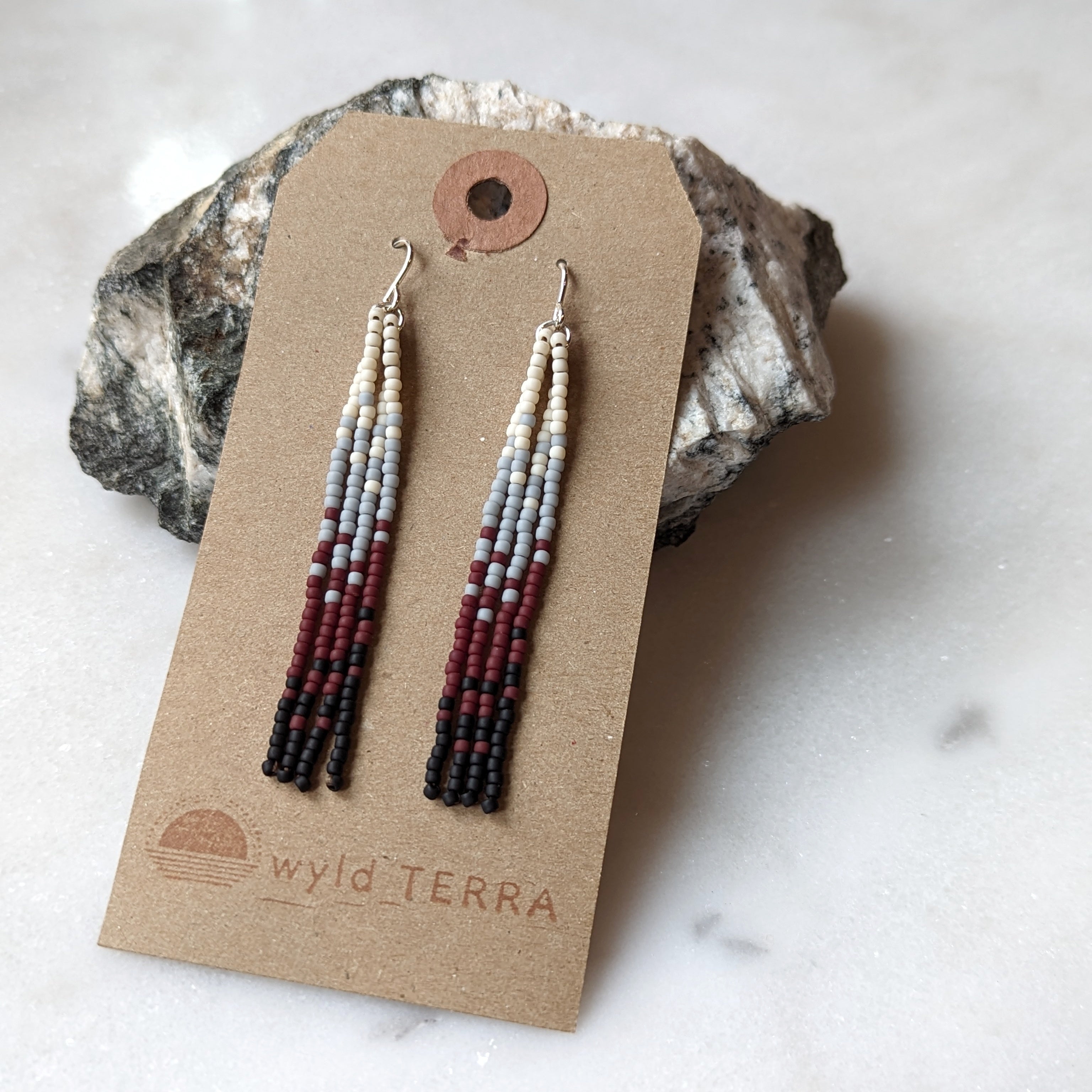 Icelandic Beach Short Beaded Fringe Earrings