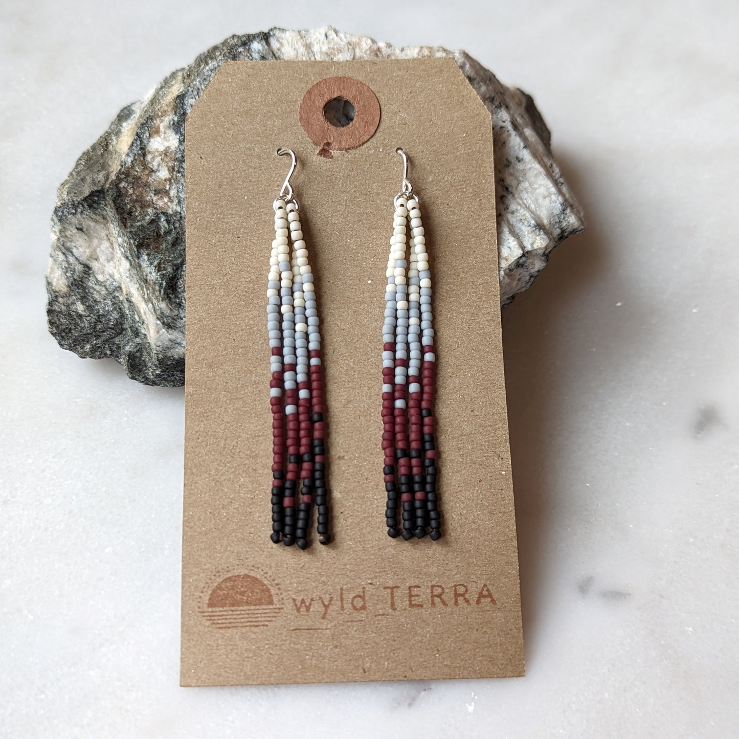 Icelandic Beach Short Beaded Fringe Earrings