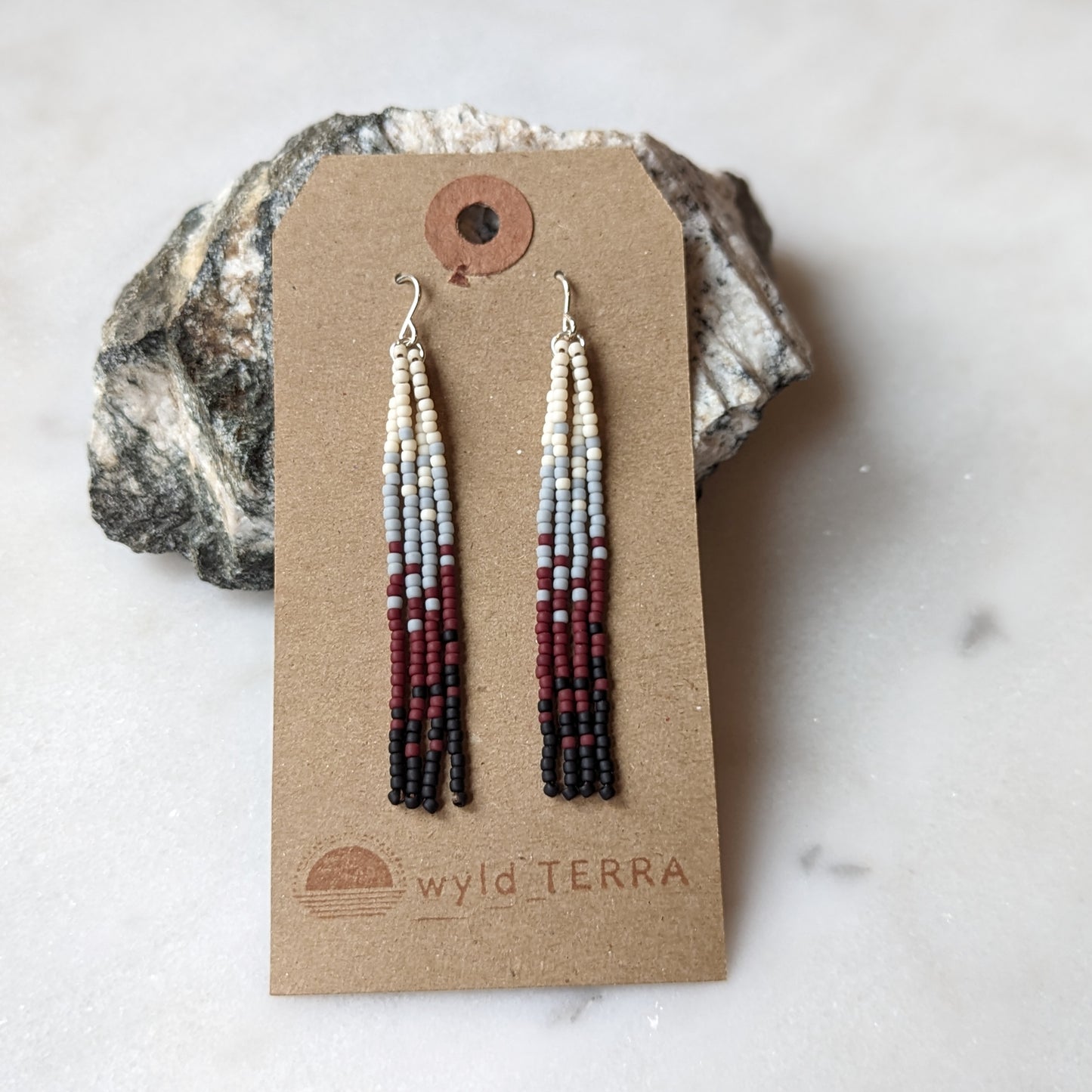 Icelandic Beach Short Beaded Fringe Earrings