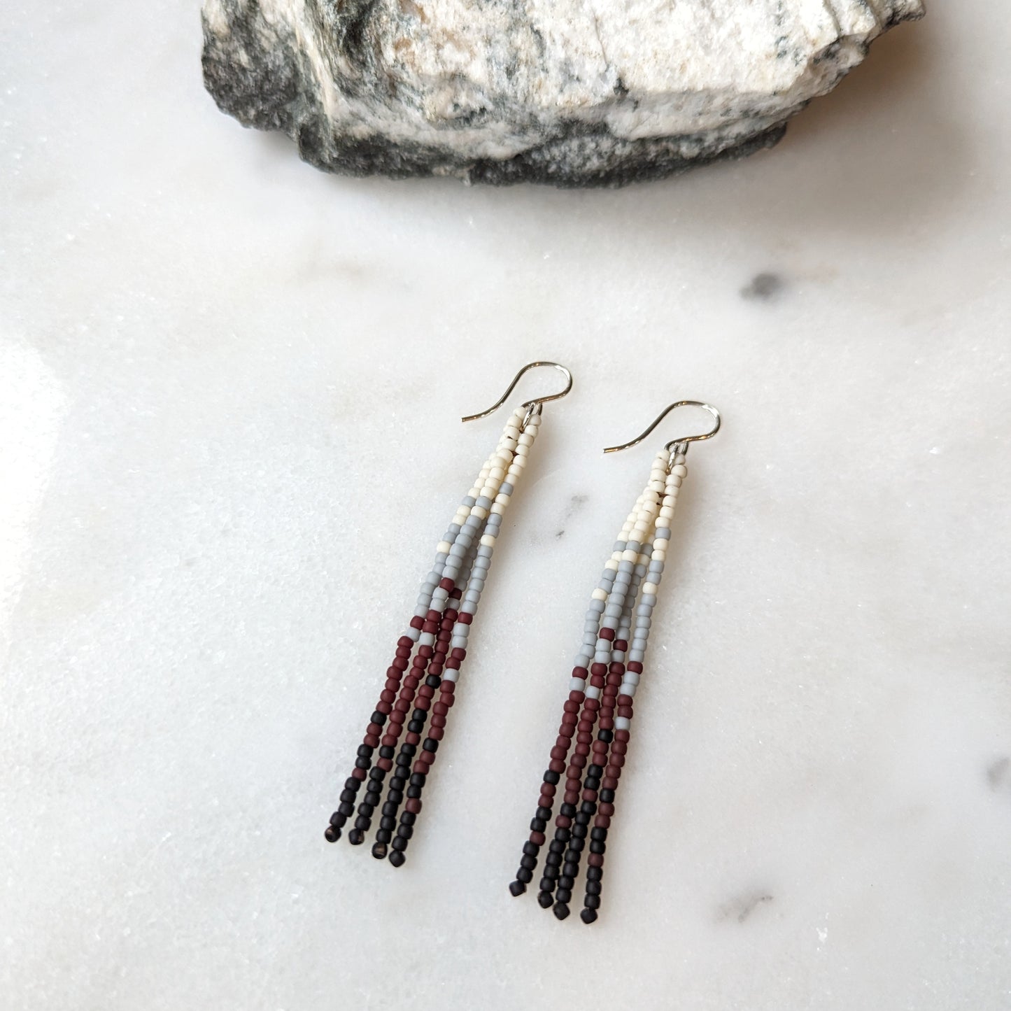 Icelandic Beach Short Beaded Fringe Earrings
