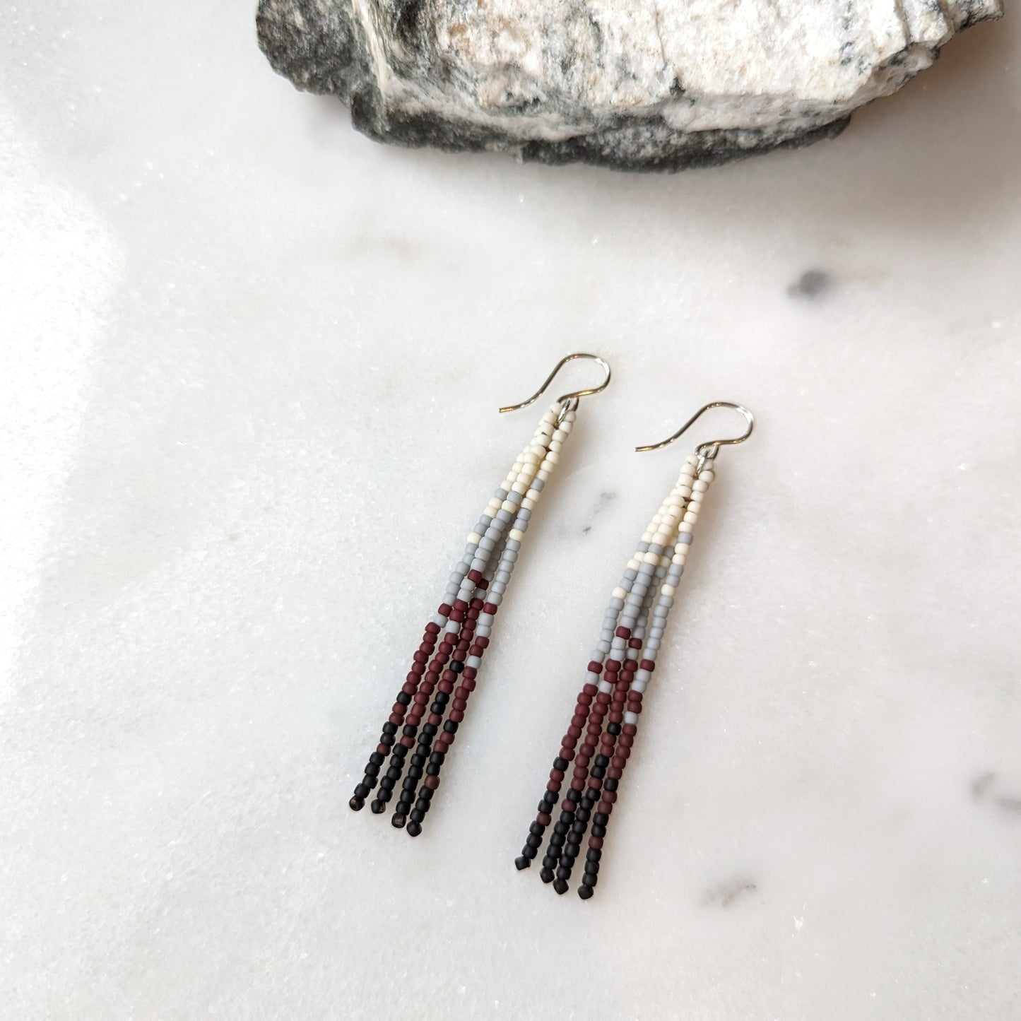 Icelandic Beach Short Beaded Fringe Earrings