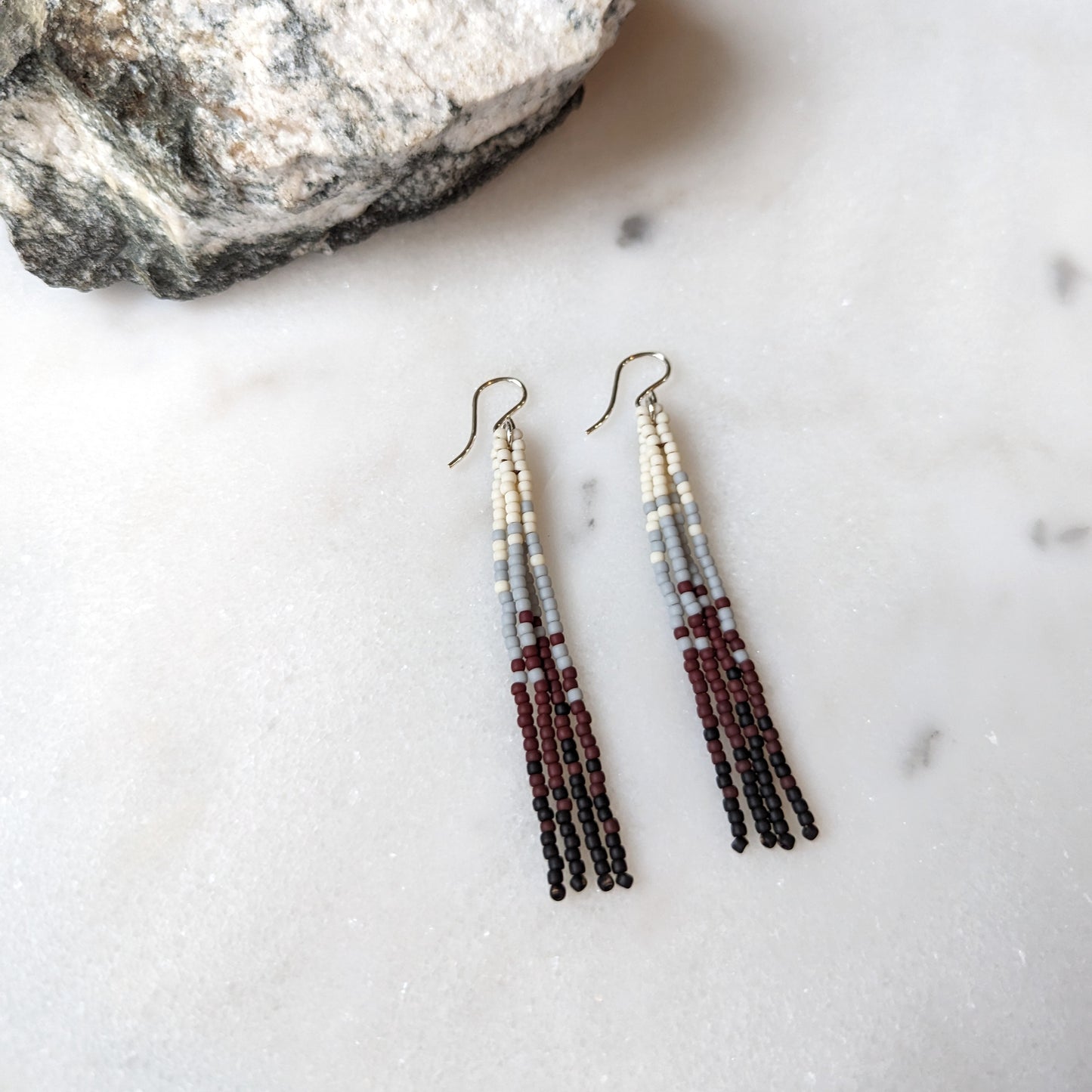 Icelandic Beach Short Beaded Fringe Earrings