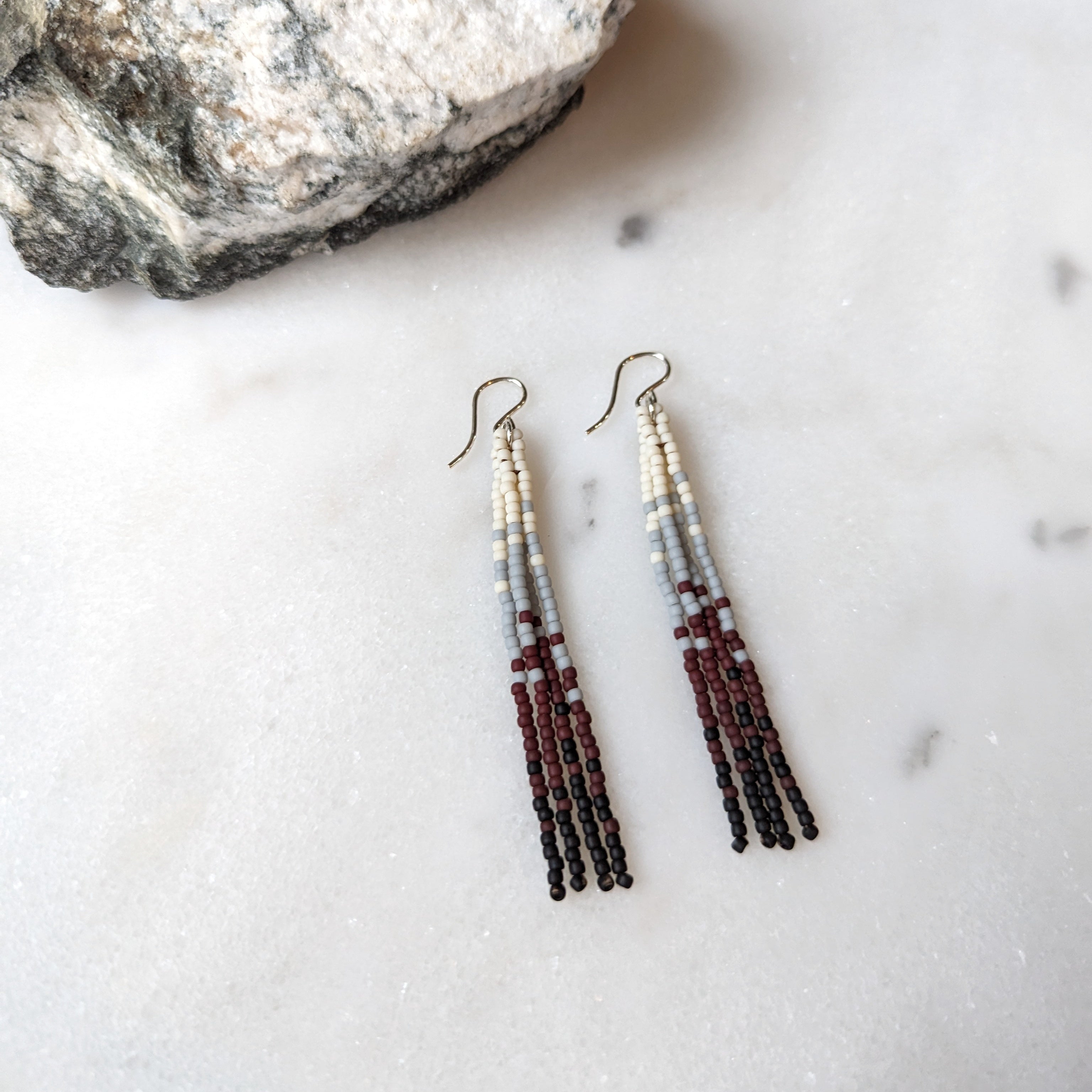 Icelandic Beach Short Beaded Fringe Earrings