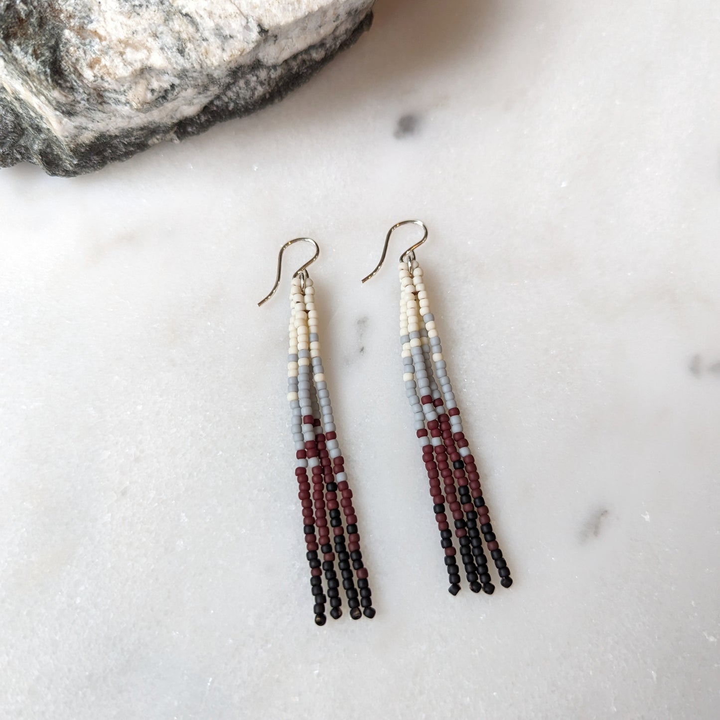 Icelandic Beach Short Beaded Fringe Earrings
