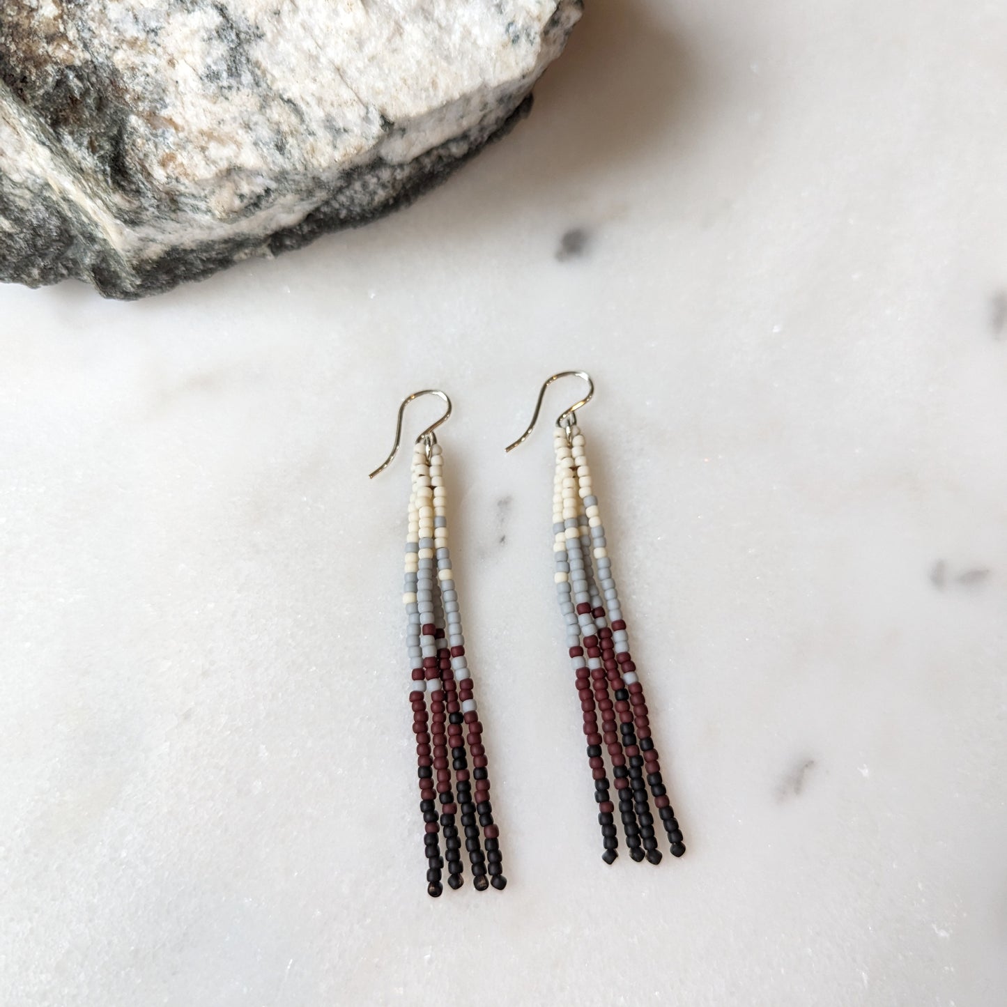 Icelandic Beach Short Beaded Fringe Earrings