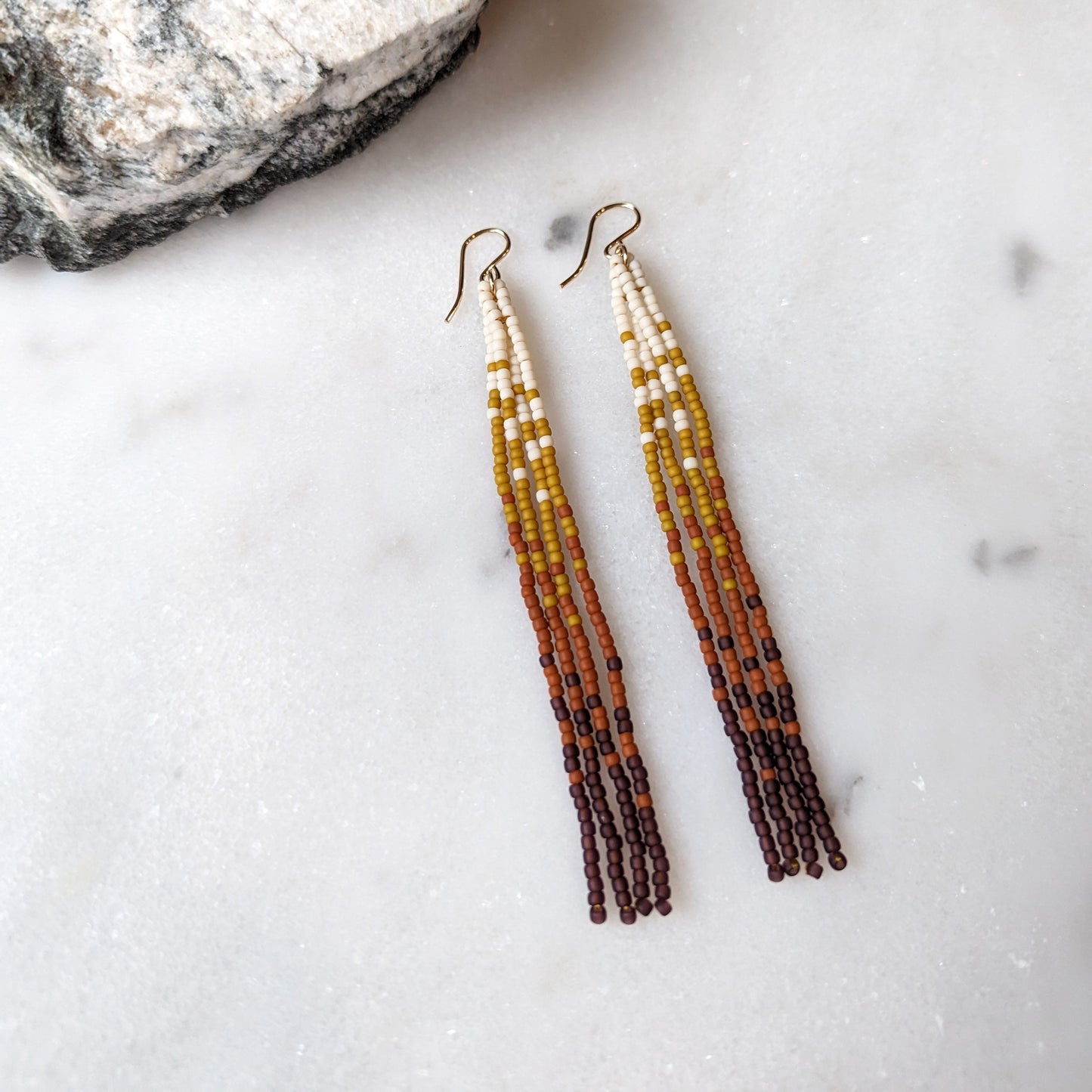 Changing Seasons Long Fringe Beaded Earrings