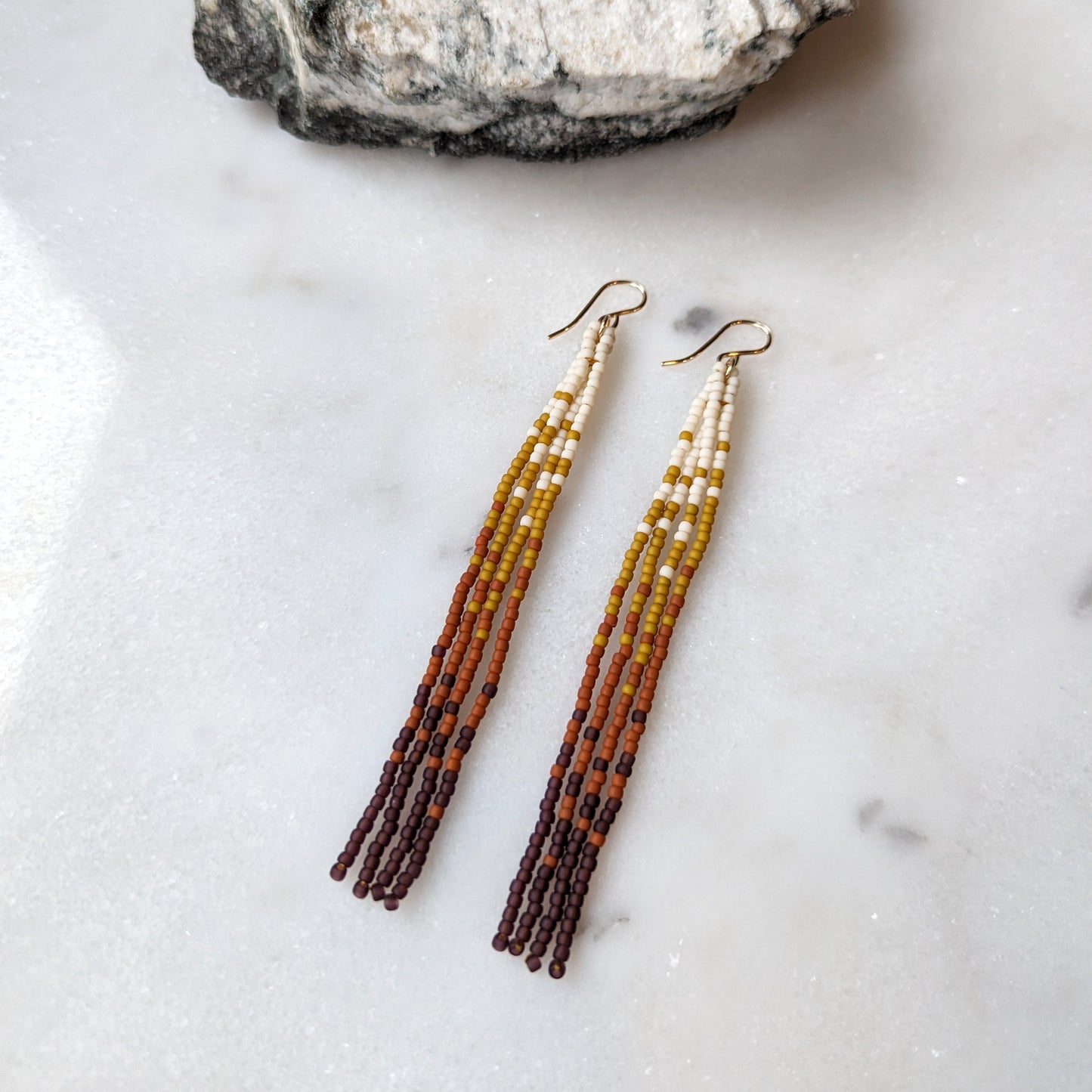 Changing Seasons Long Fringe Beaded Earrings
