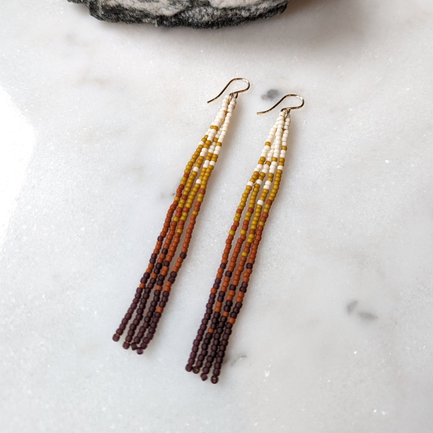 Changing Seasons Long Fringe Beaded Earrings