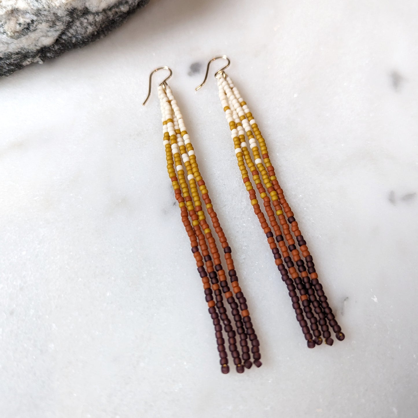Changing Seasons Long Fringe Beaded Earrings