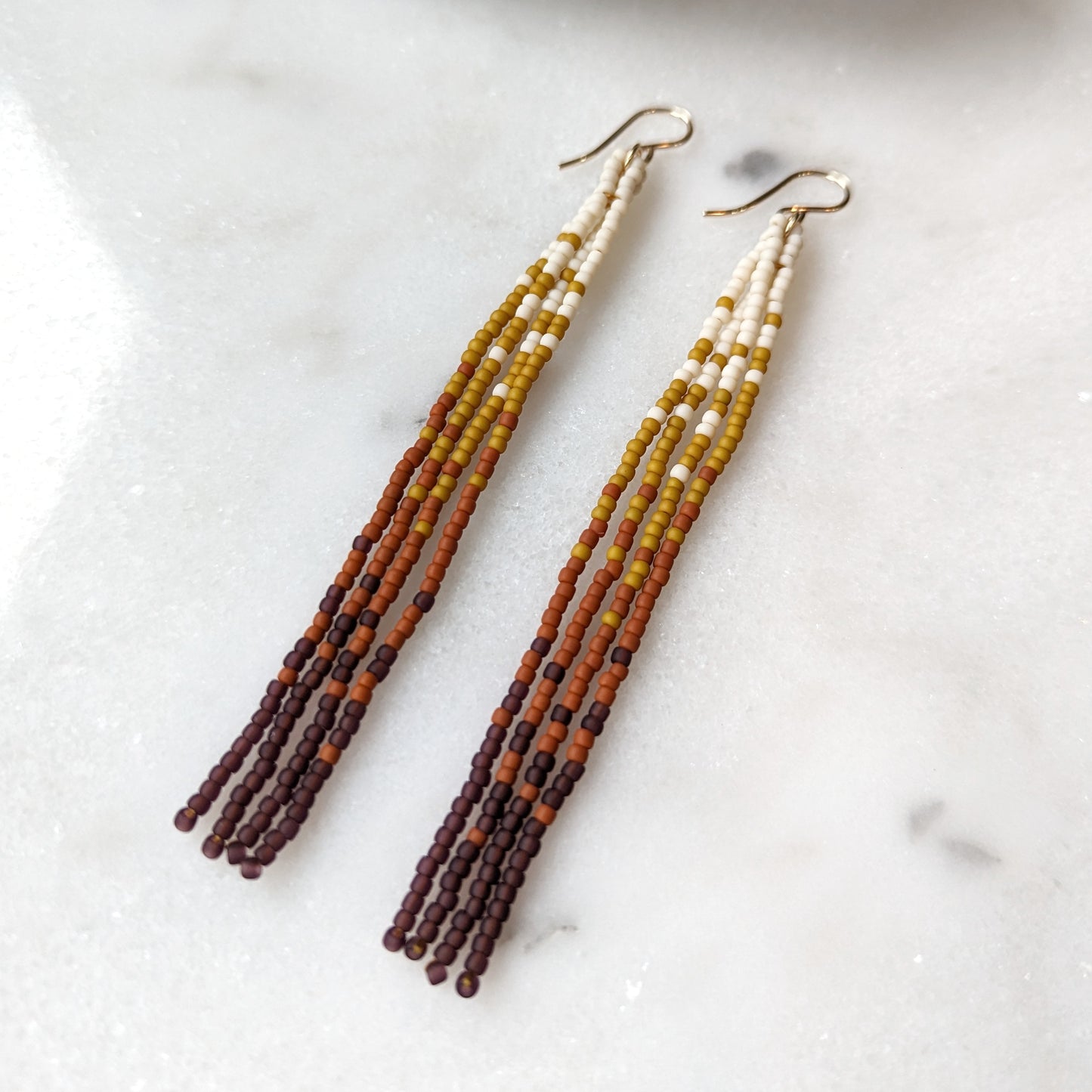 Changing Seasons Long Fringe Beaded Earrings
