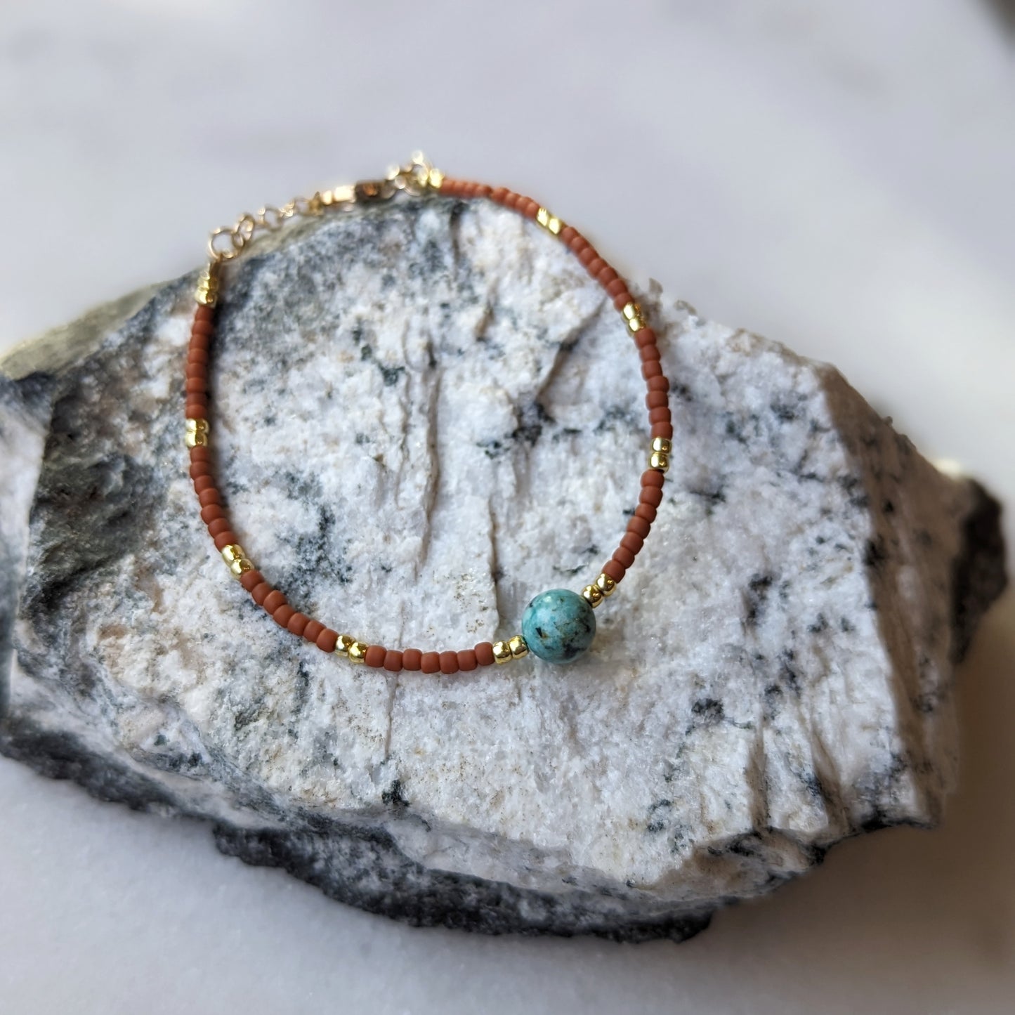 African Turquoise & Terra Cotta Accent Bracelet