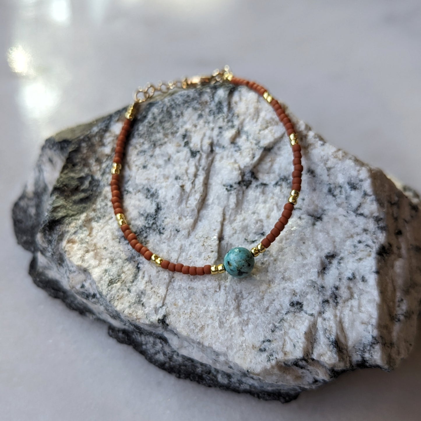 African Turquoise & Terra Cotta Accent Bracelet