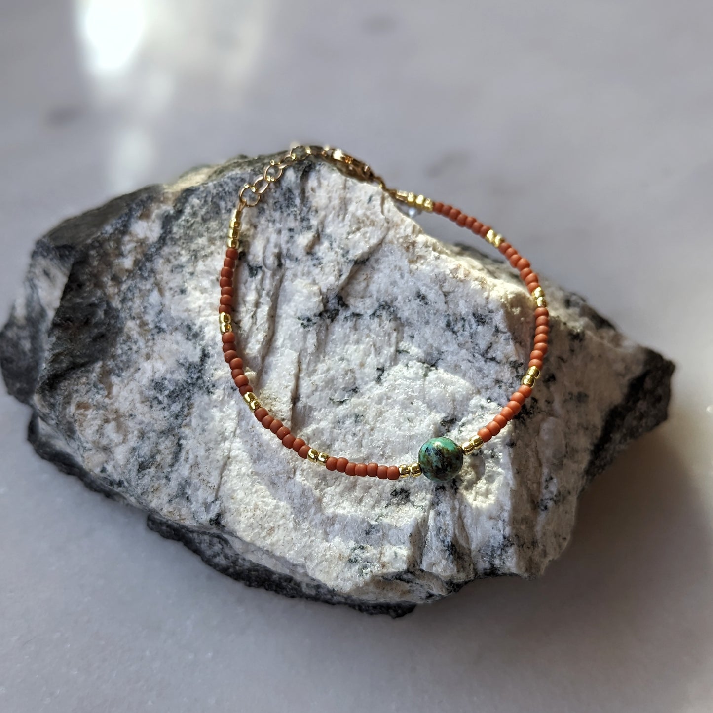 African Turquoise & Terra Cotta Accent Bracelet