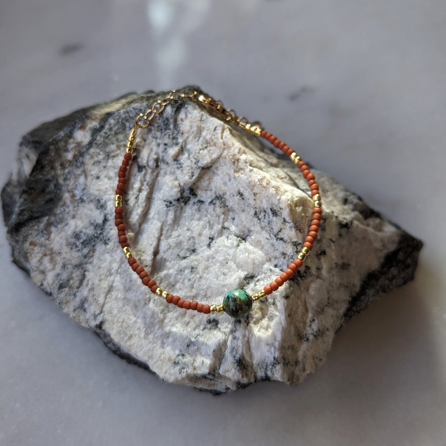 African Turquoise & Terra Cotta Accent Bracelet