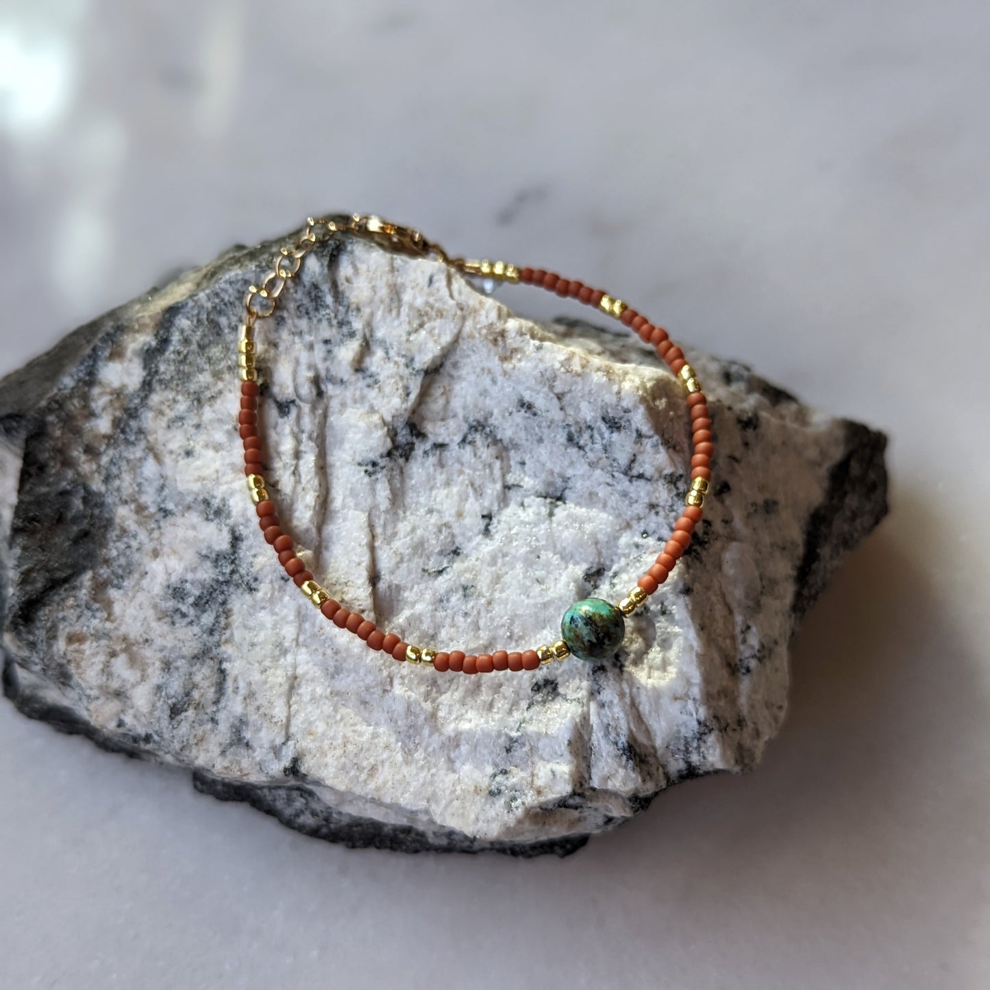 African Turquoise & Terra Cotta Accent Bracelet