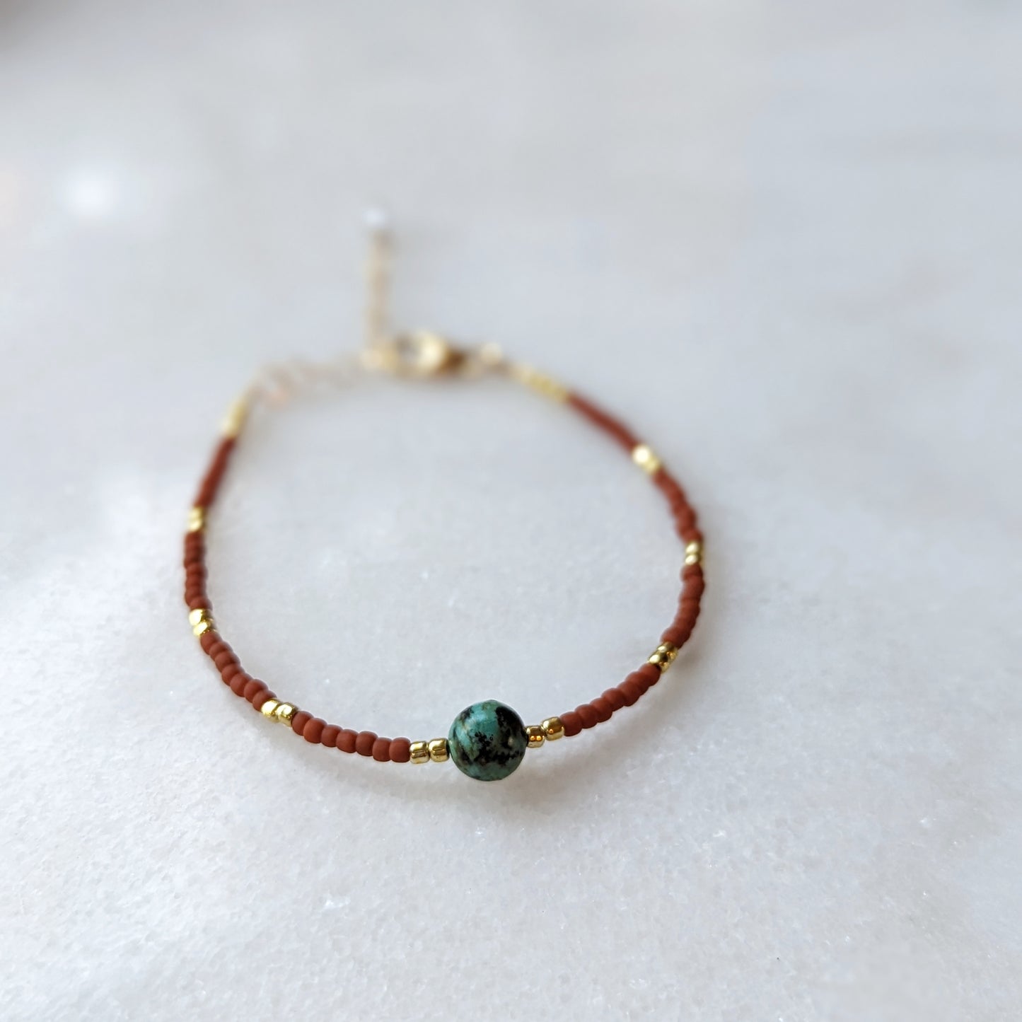 African Turquoise & Terra Cotta Accent Bracelet
