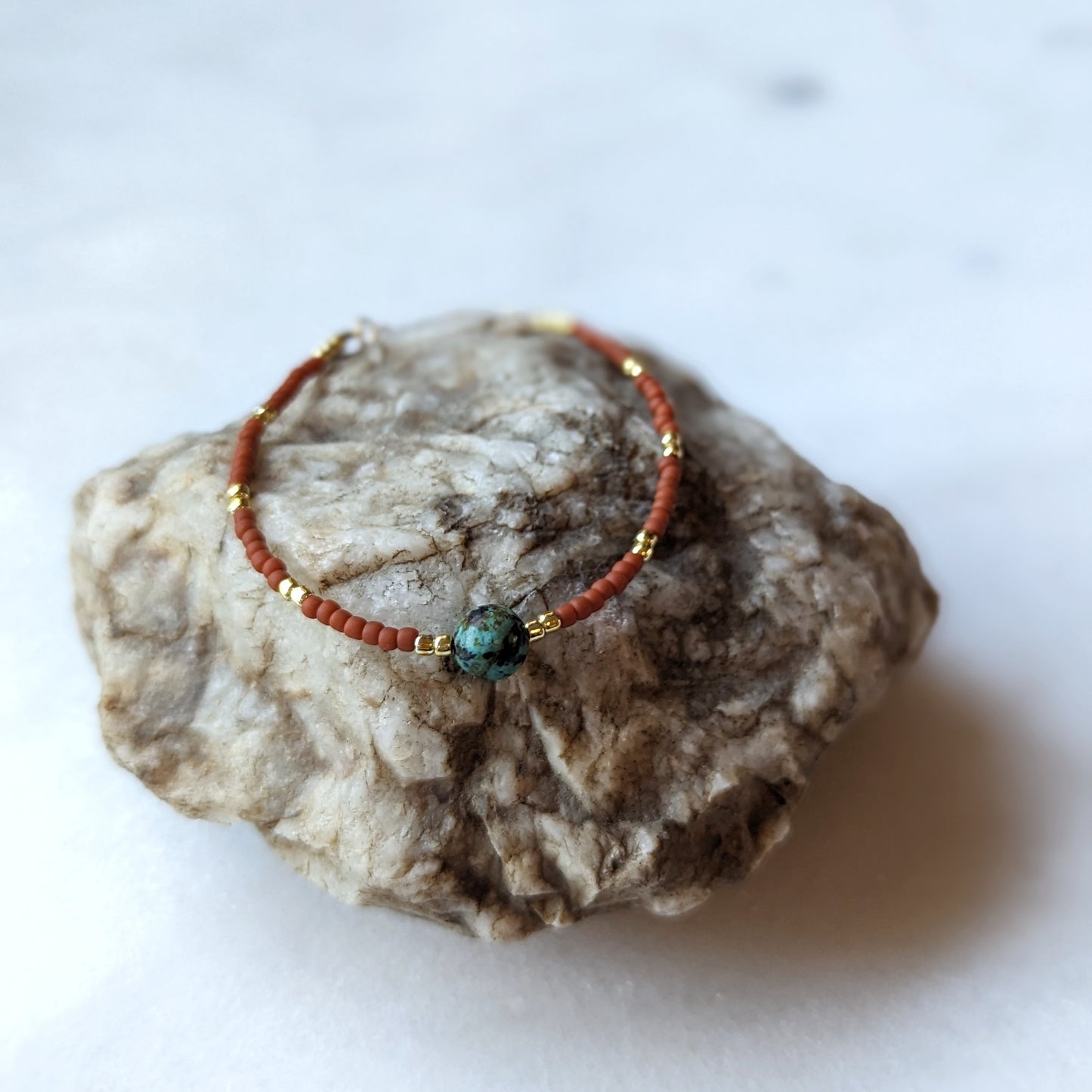 African Turquoise & Terra Cotta Accent Bracelet