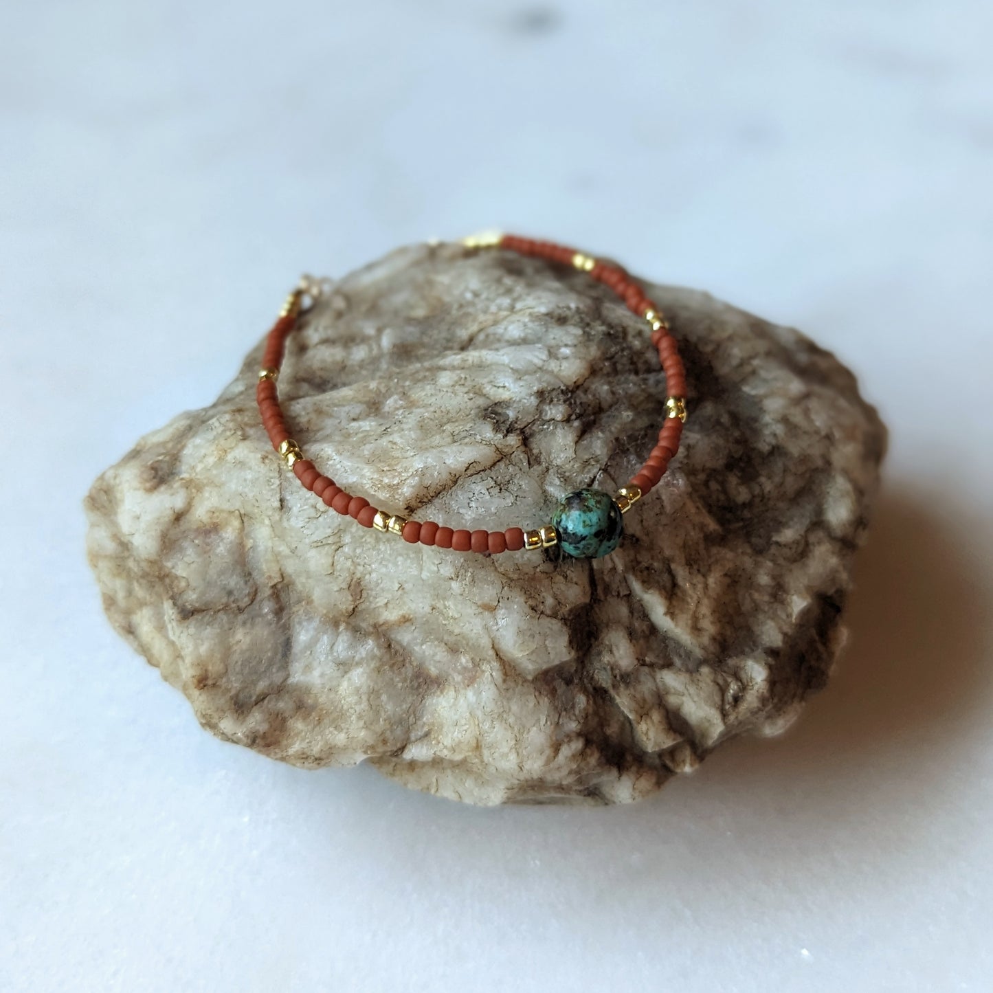 African Turquoise & Terra Cotta Accent Bracelet