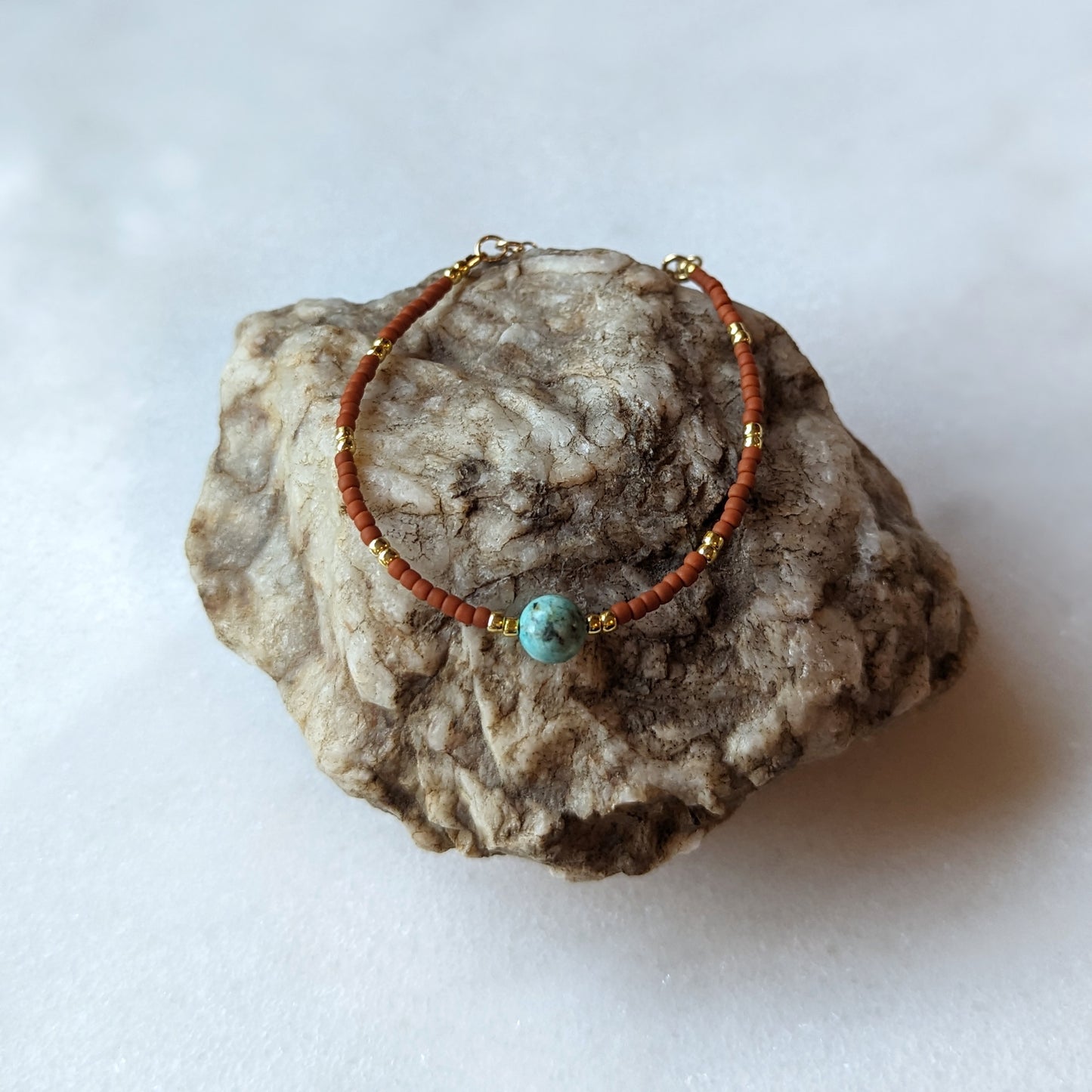 African Turquoise & Terra Cotta Accent Bracelet