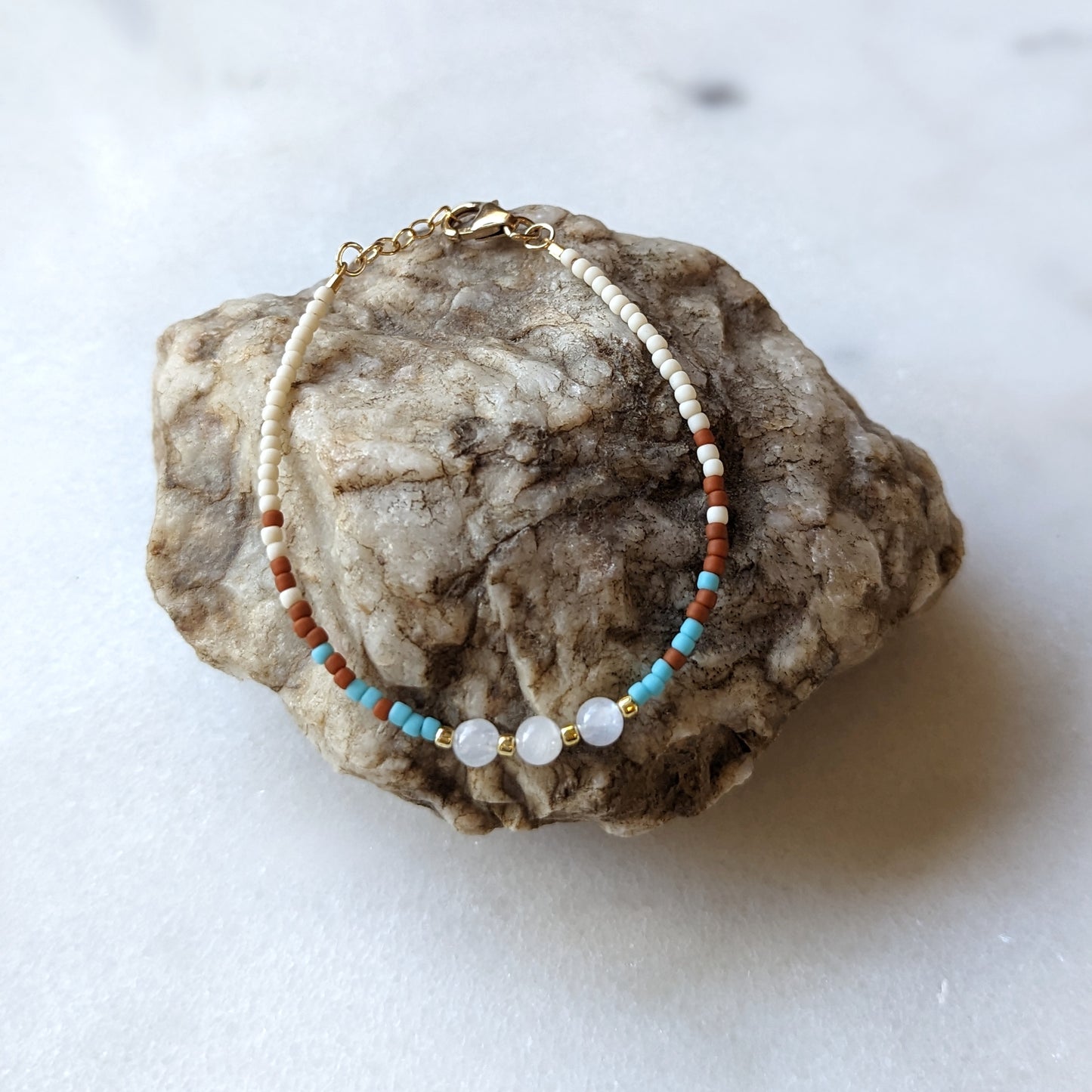 Southwest Wanderer Triple Moonstone Fade Bracelet